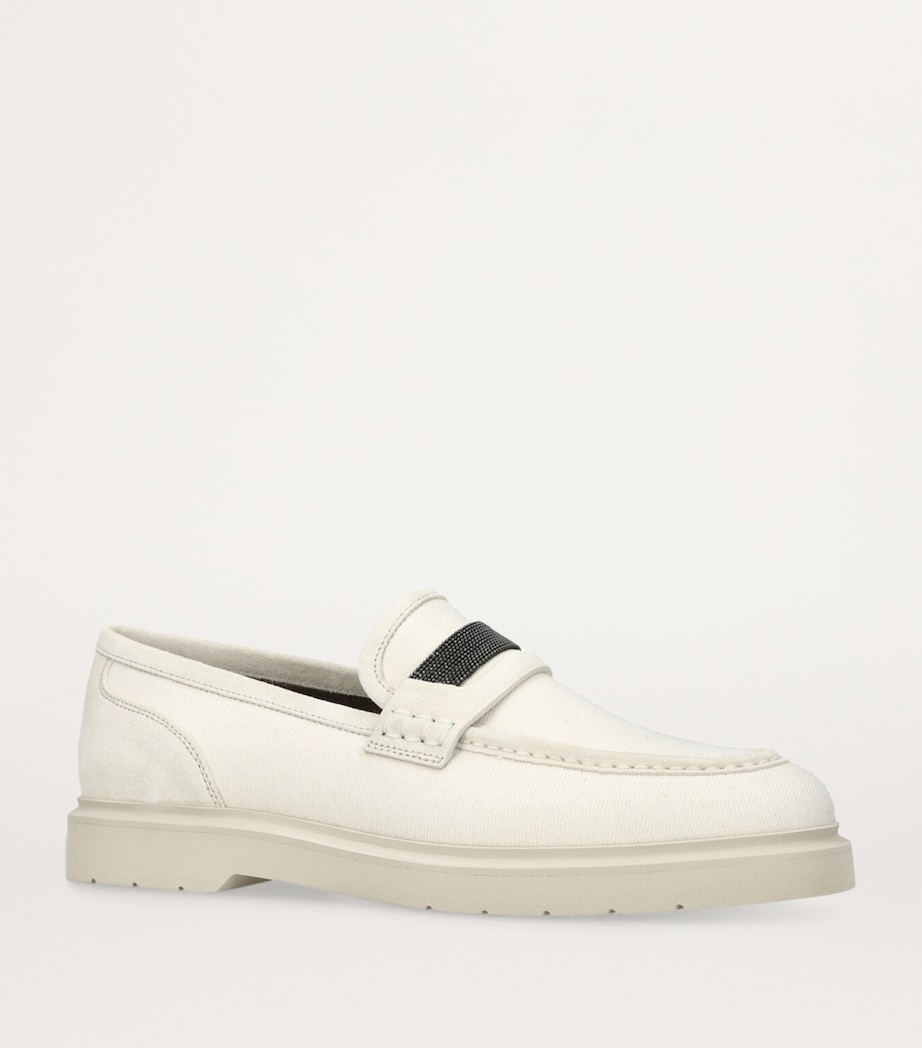 Leather Monili Penny Loafers BEIGE Image 3