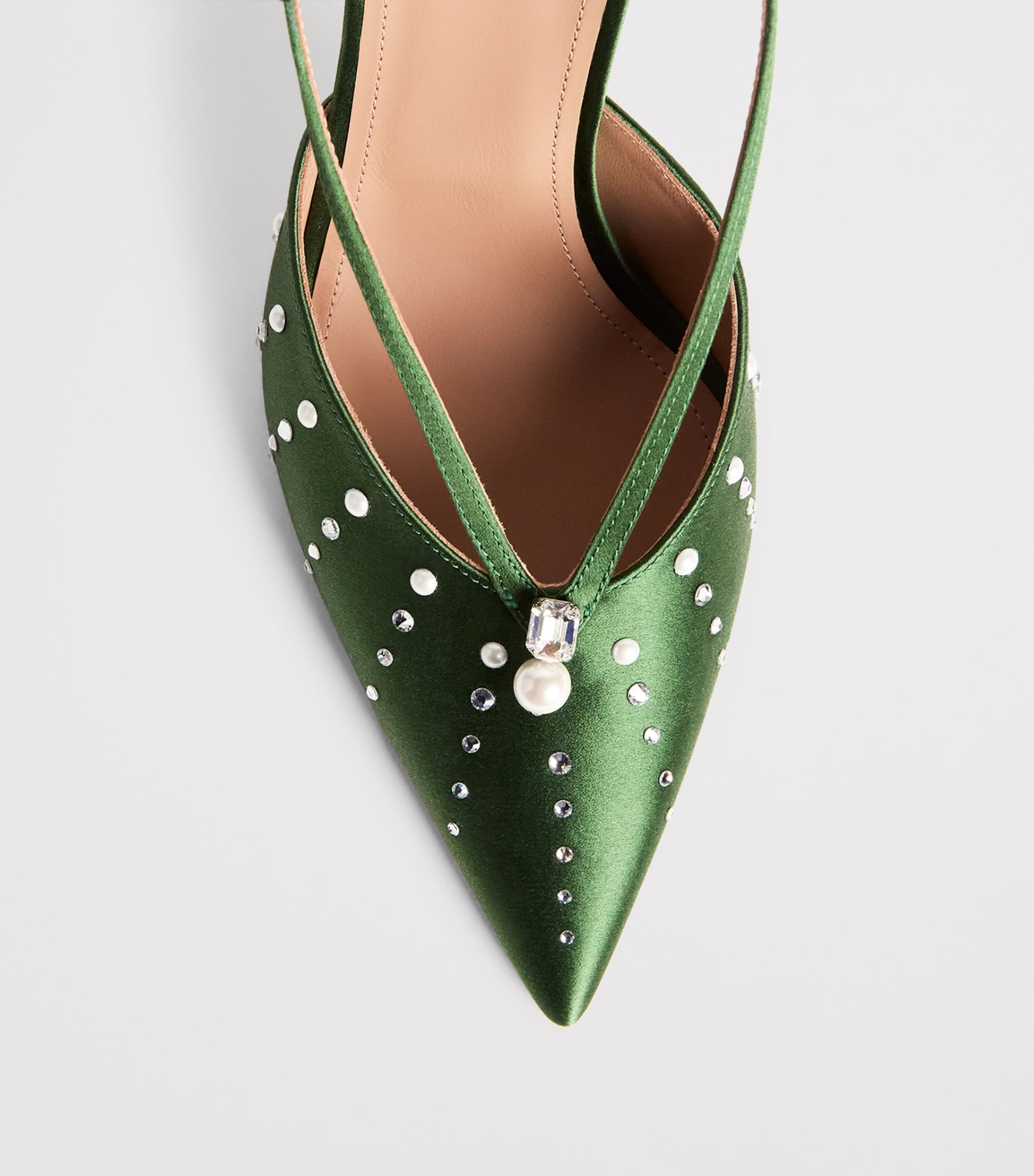 Satin Moore Slingback Pumps 90 HARRODS GREEN Image 5