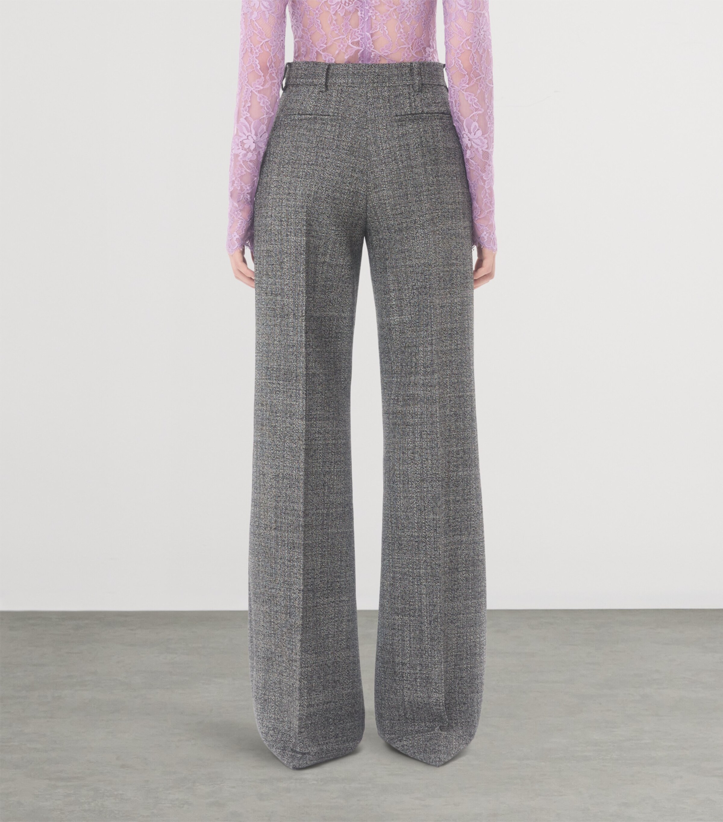 Virgin Wool Wide-Leg Trousers A01 Image 4