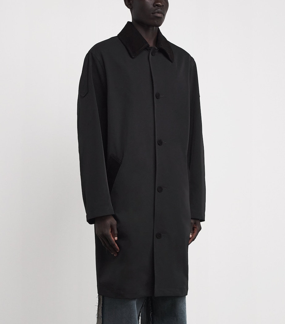 Leather-Trim Trench Coat BLACK Image 3