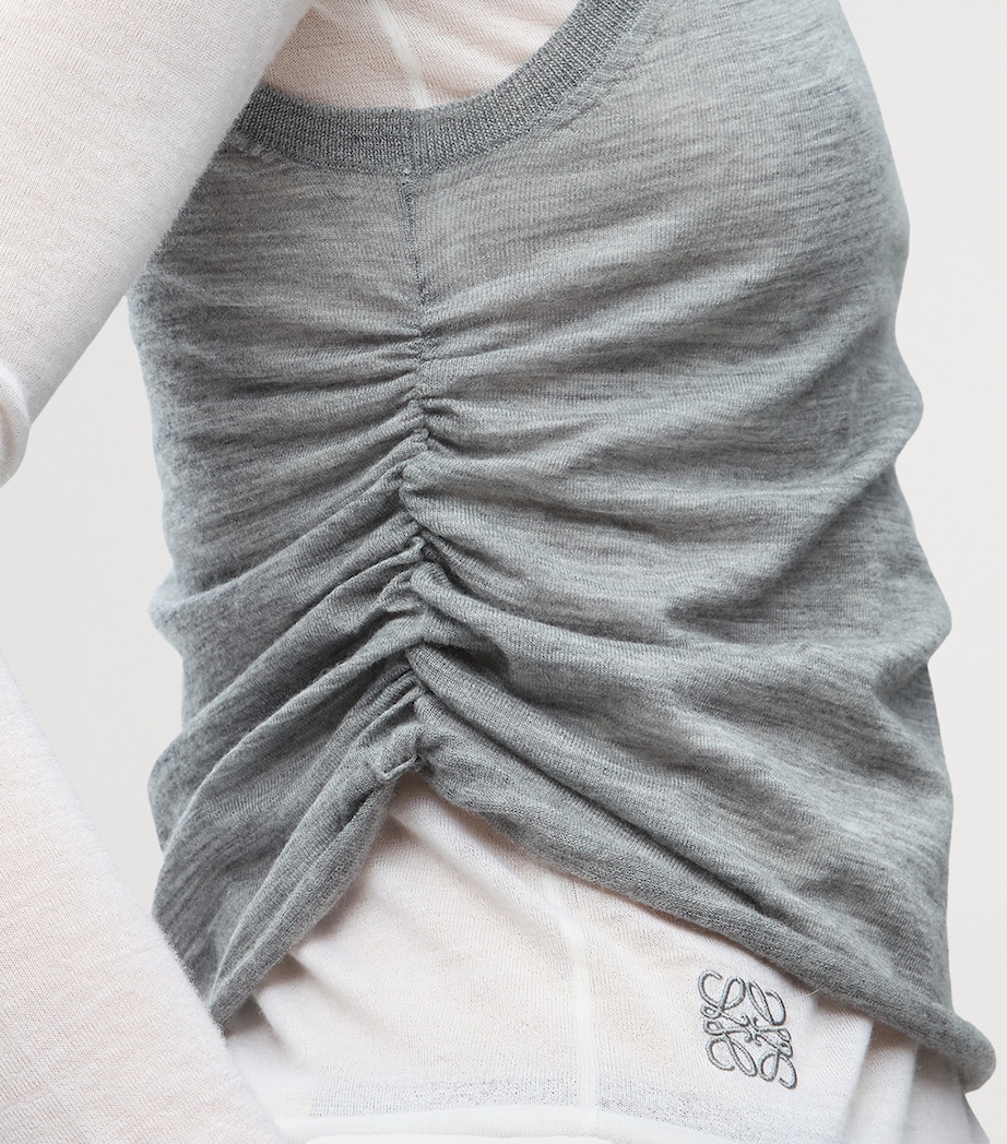 Cashmere-Blend Draped Sweater GREY/WHITE Image 5