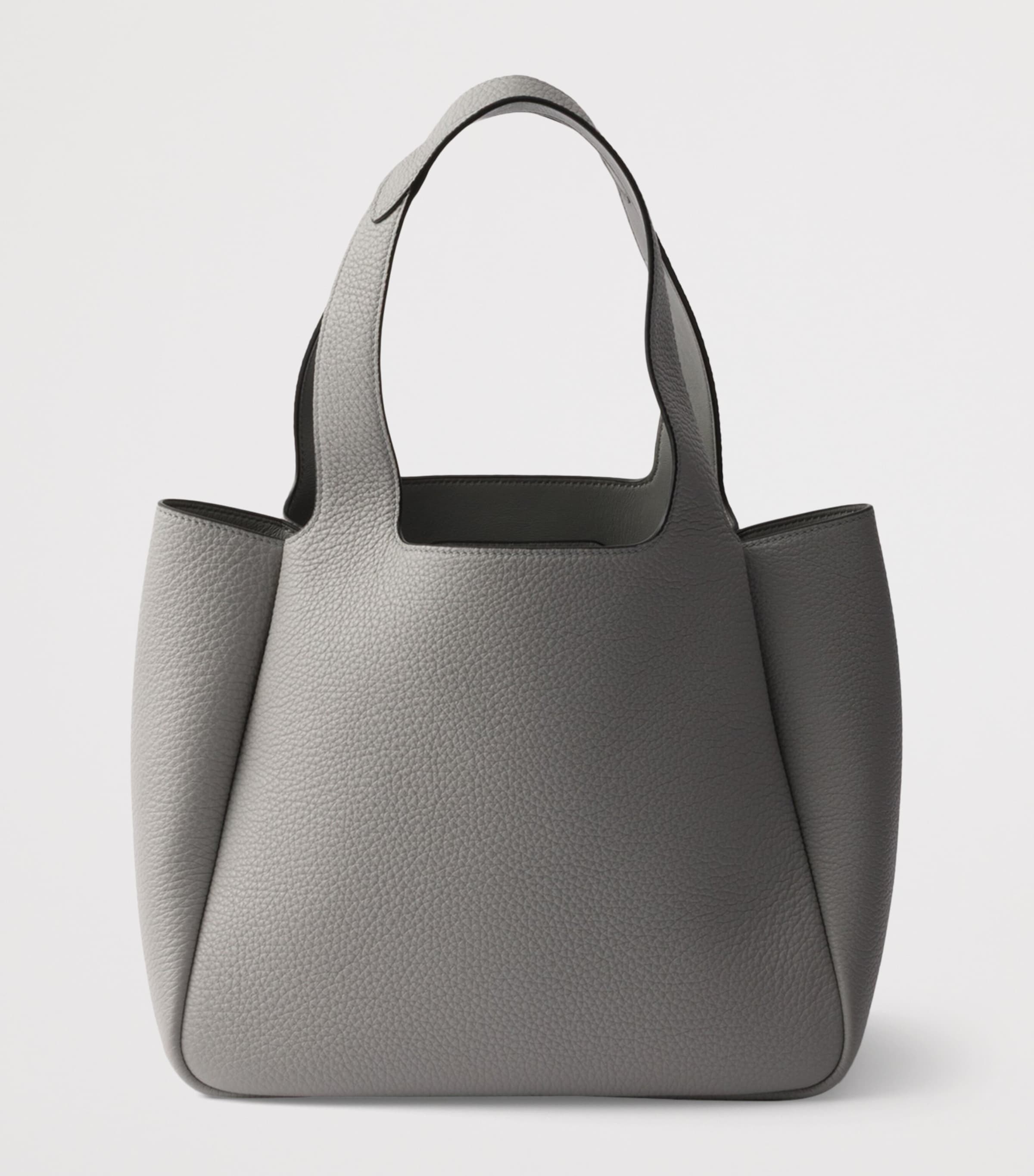Prada Small Leather Tote Bag Grey Image 5