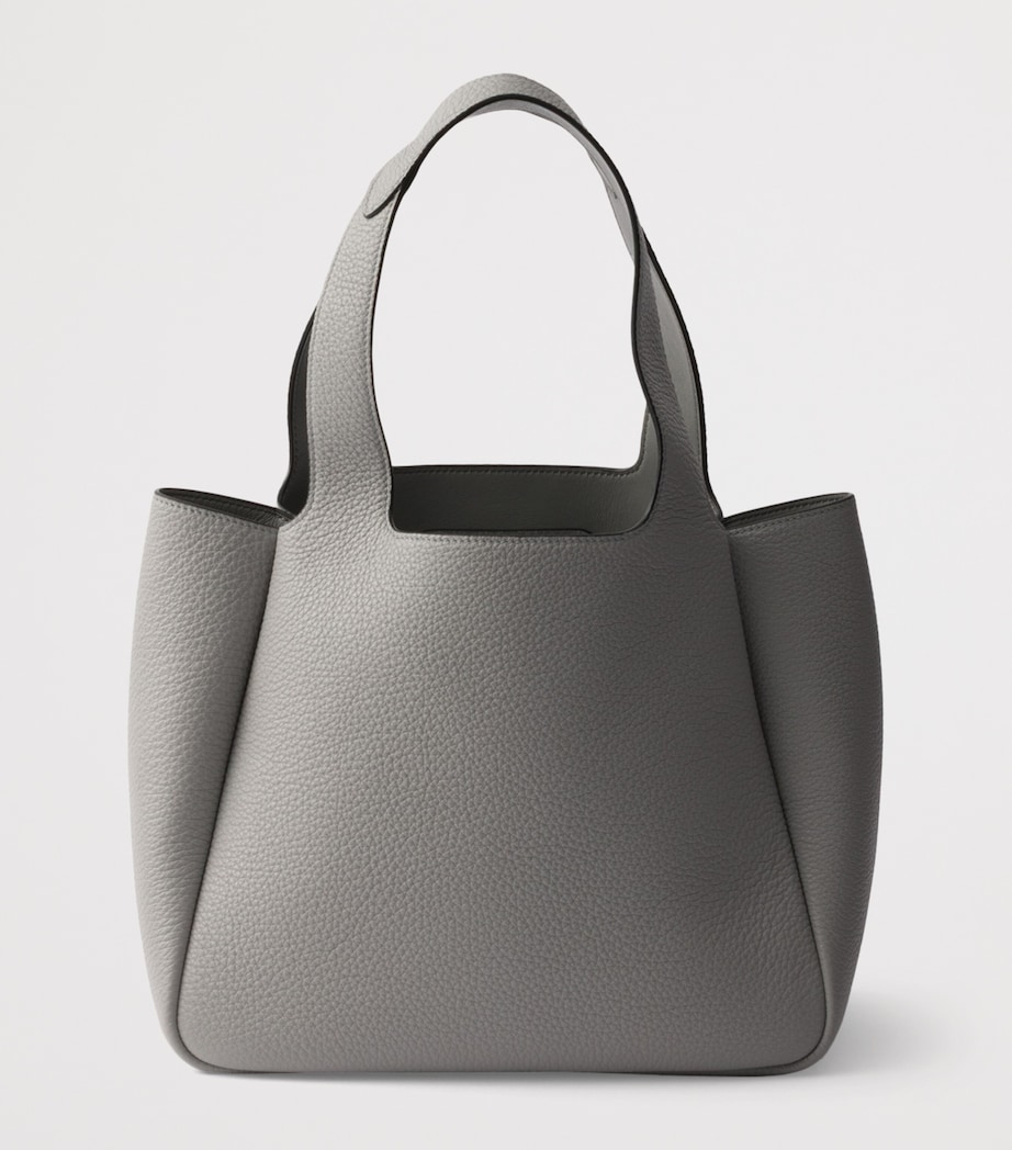 Prada Small Leather Tote Bag Grey Image 5