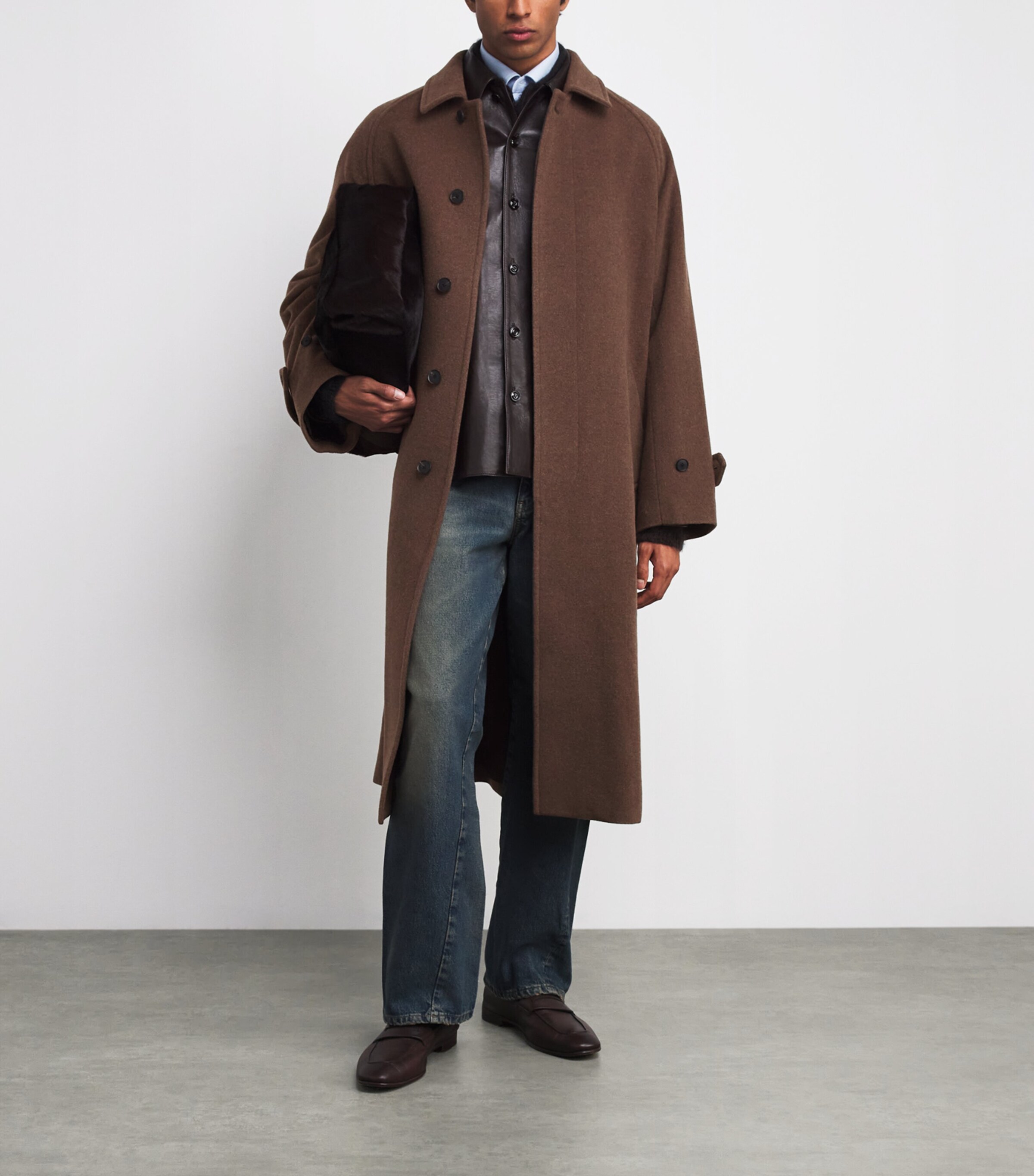 Auralee Brown Wool Mosser Soutien Collar Overcoat | Harrods US
