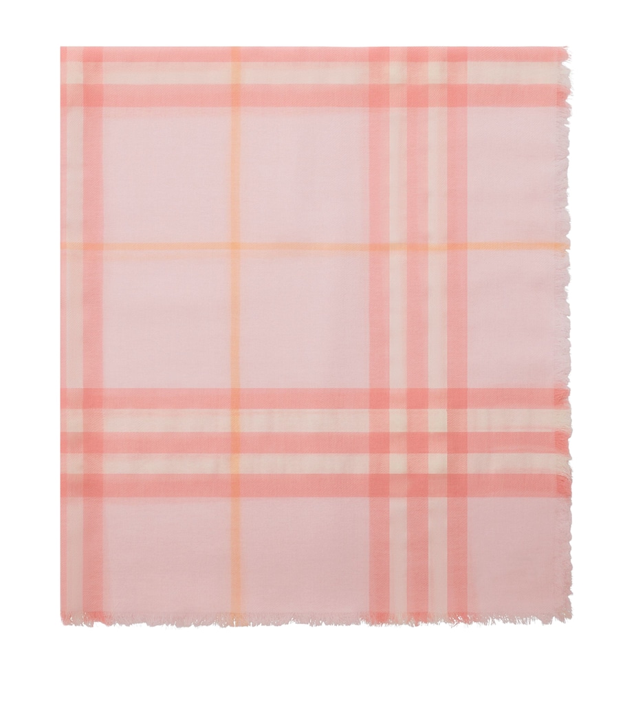 Wool Wide Check Scarf SUGAR PINK Image 1