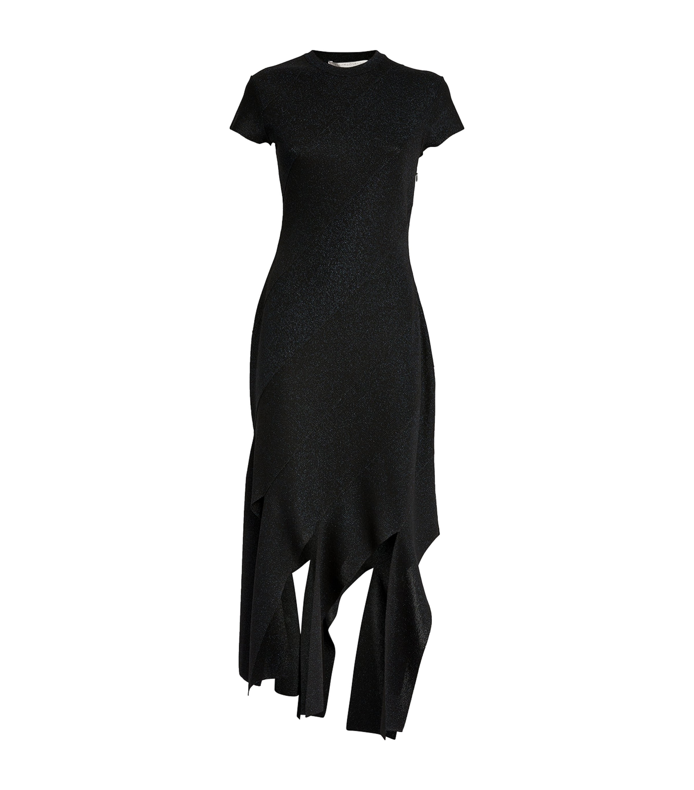 Stella Mccartney Knitted Asymmetric Midi Dress In Black