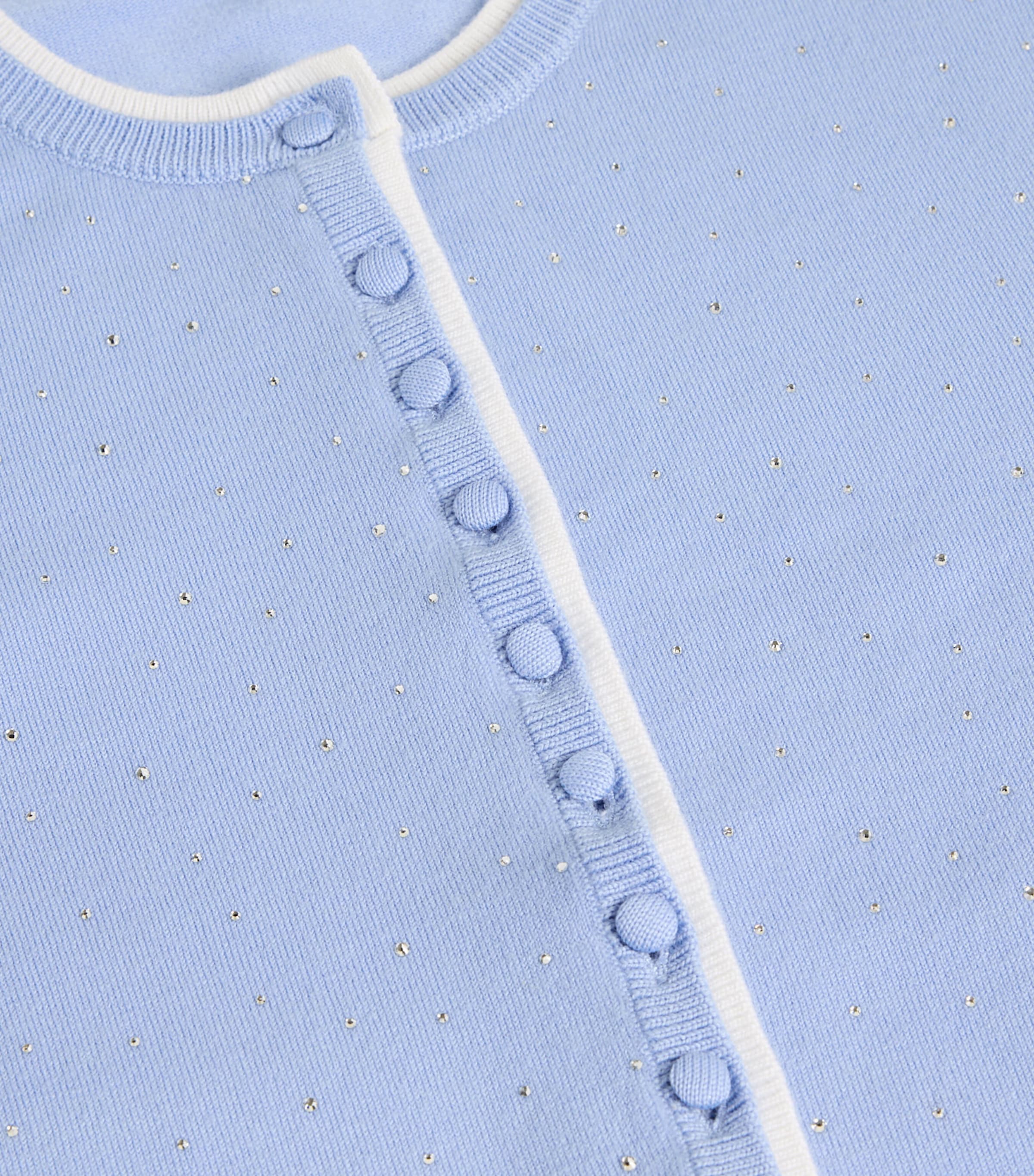 Wool-Blend Rhinestone-Embellished Cardigan BLUE Image 2