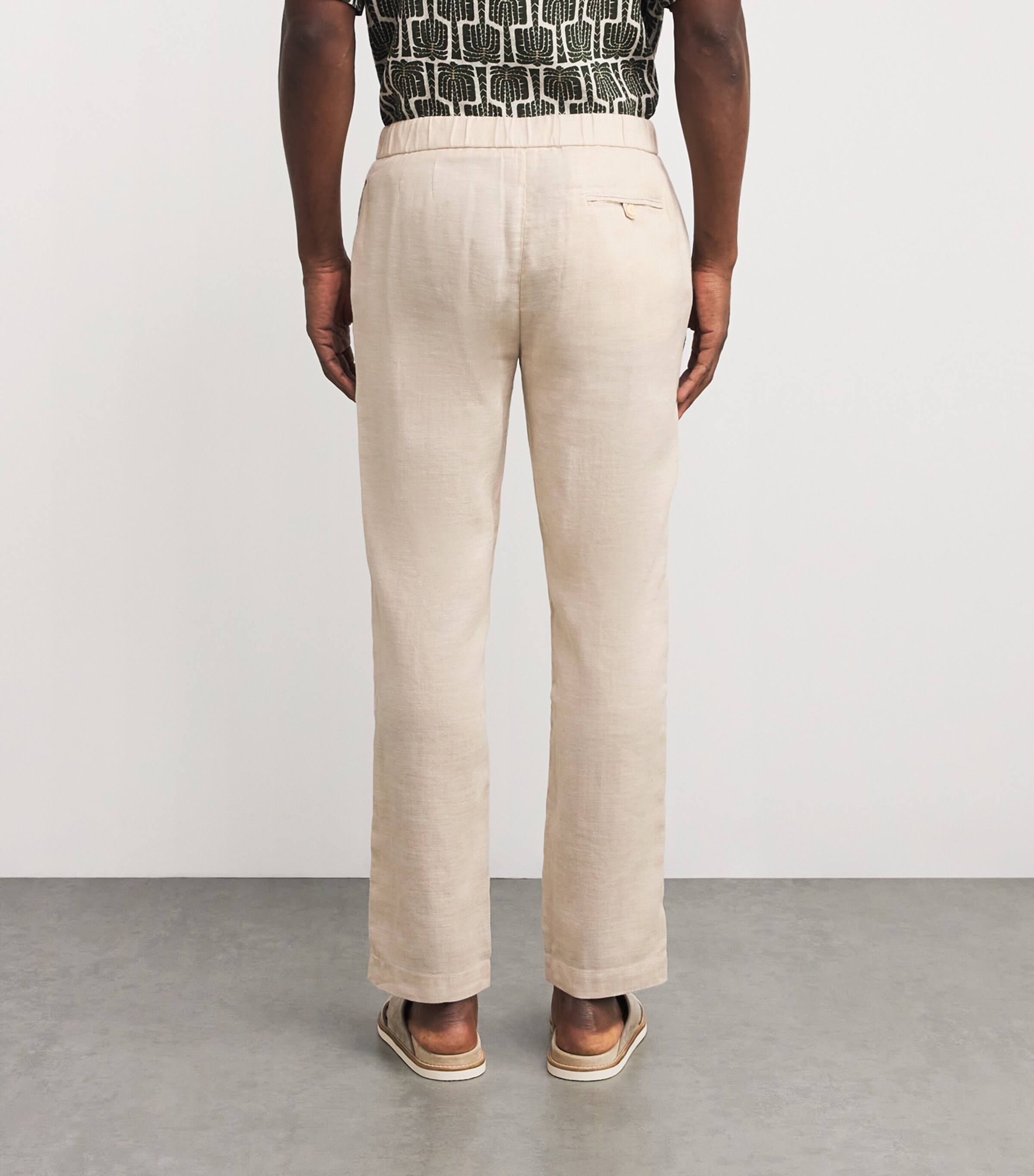 Frescobol Carioca Mens Linen-Cotton Oscar Slim Trousers Sand Image 4