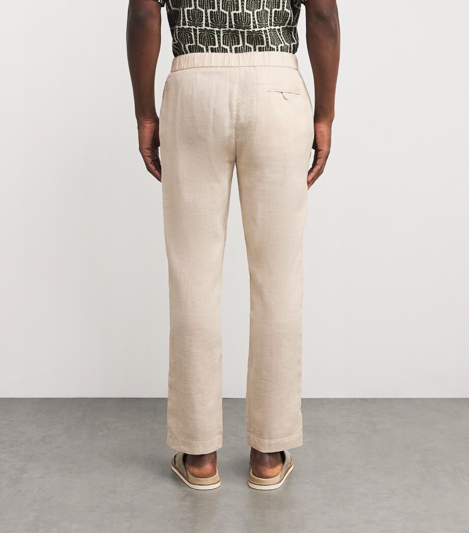Frescobol Carioca Mens Linen-Cotton Oscar Slim Trousers Sand Image 4