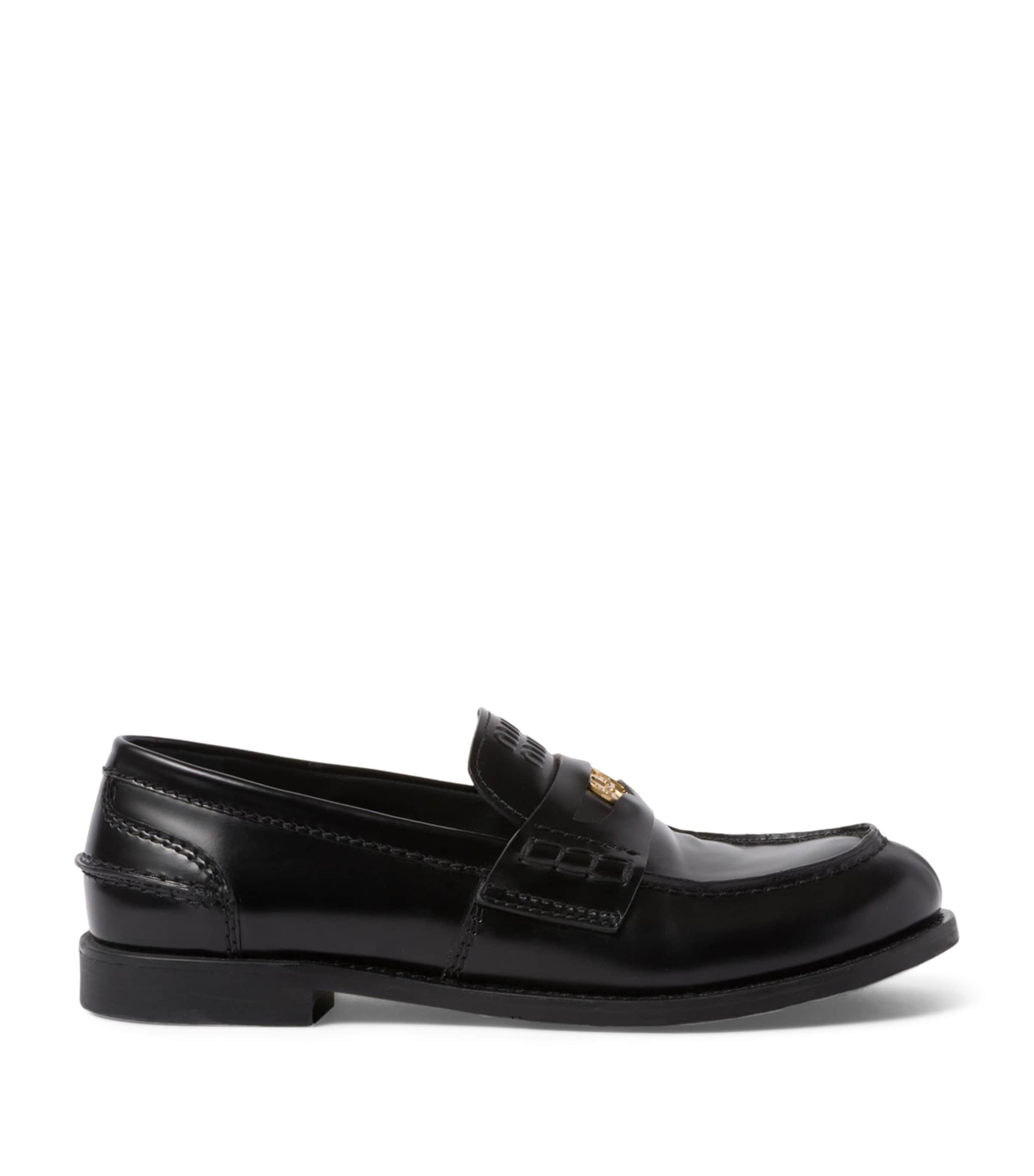 Miu Miu Brushed-leather Embossed Loafers In White