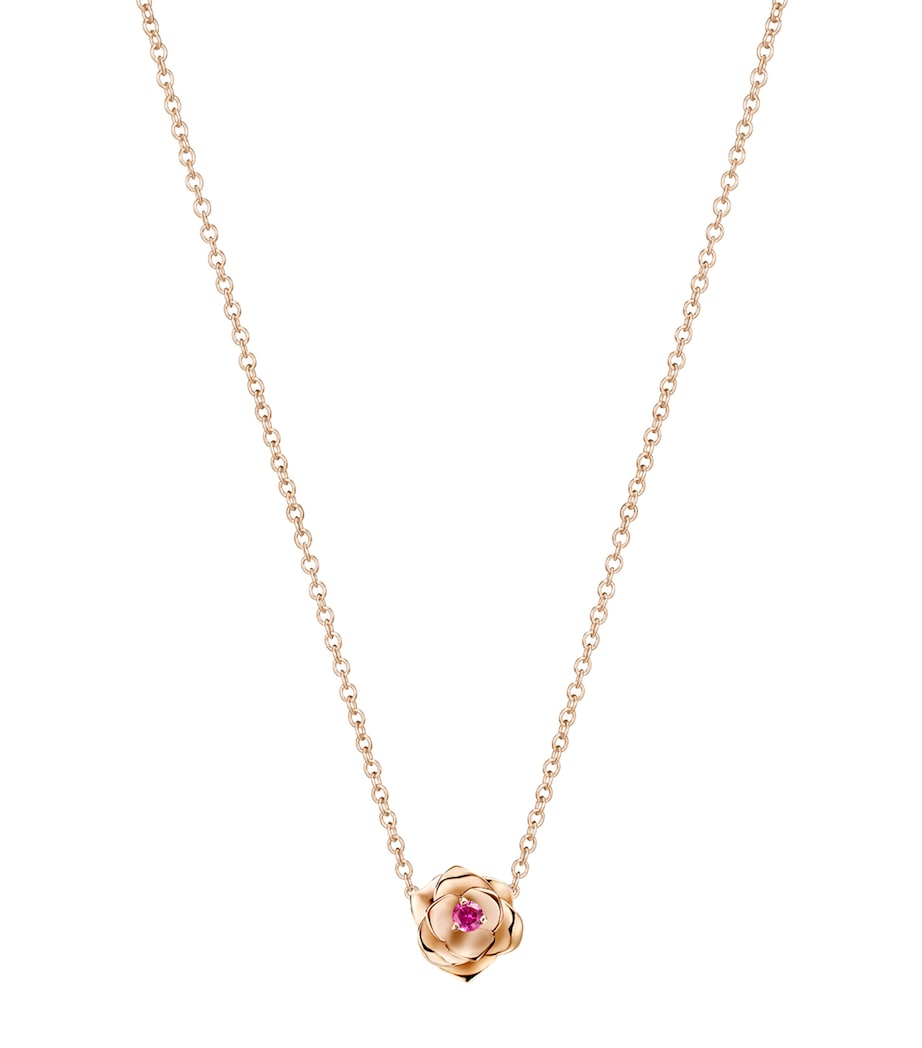 Piaget Rose Gold and Pink Sapphire Rose Pendant Necklace Rose Gold Image 1