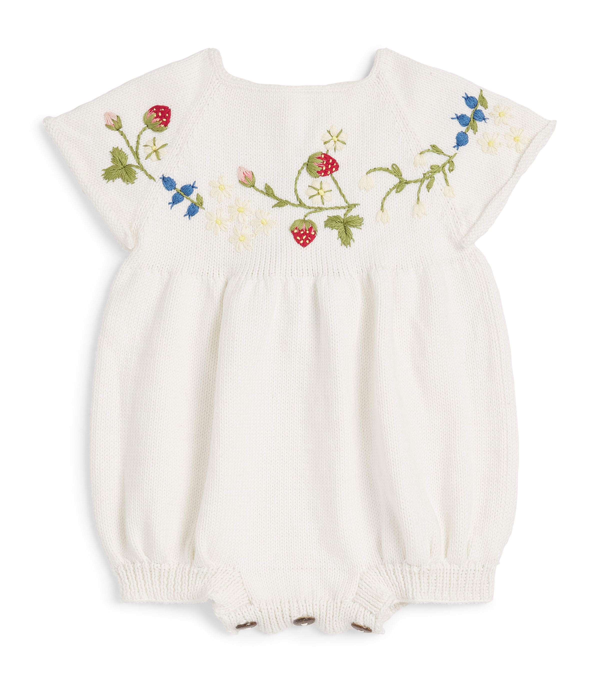 Shirley Bredal White Cotton Embroidered Strawberry Bodysuit (6