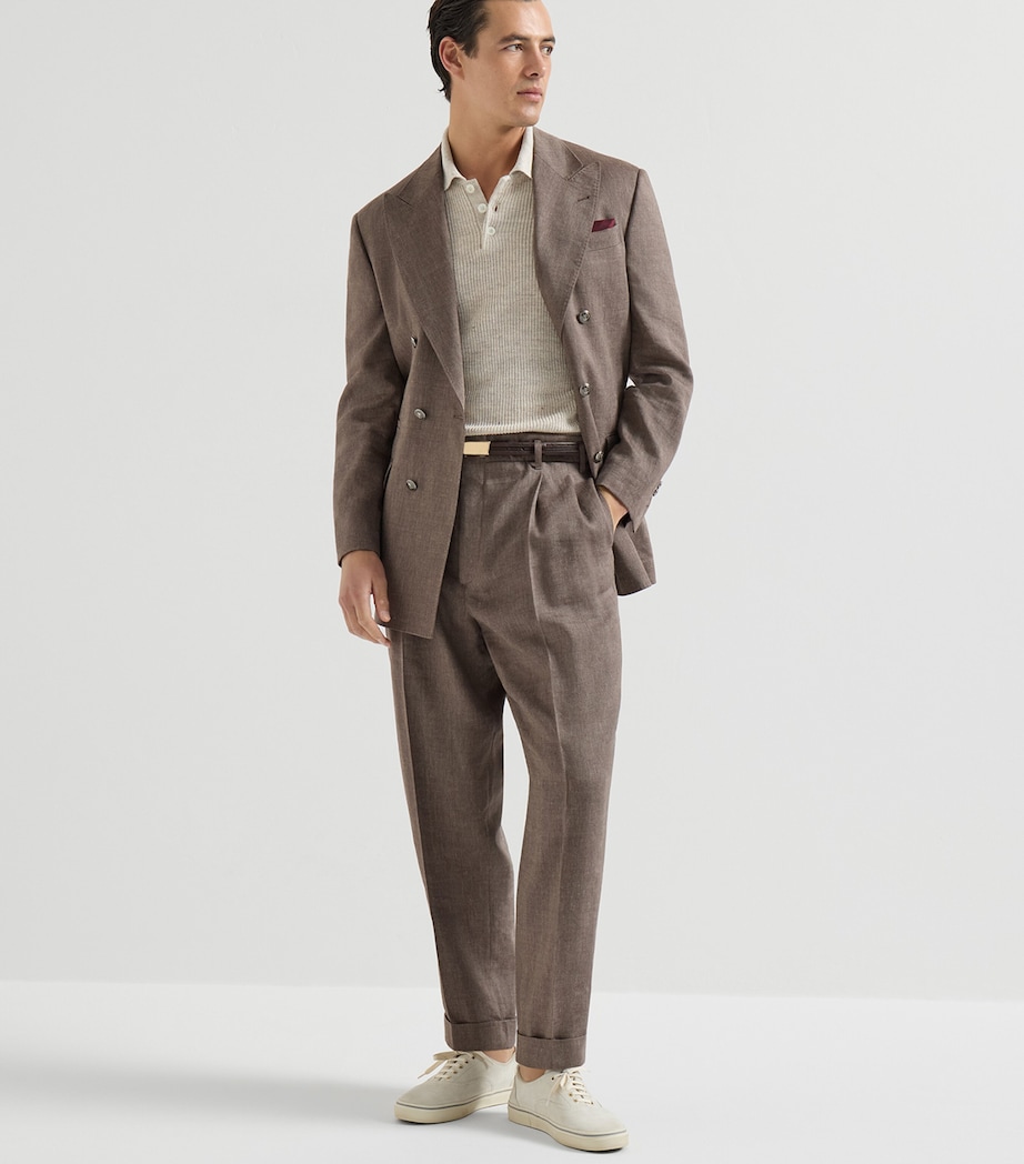 Brunello Cucinelli Mens Linen-Cotton Knitted Polo Sweater Image 2