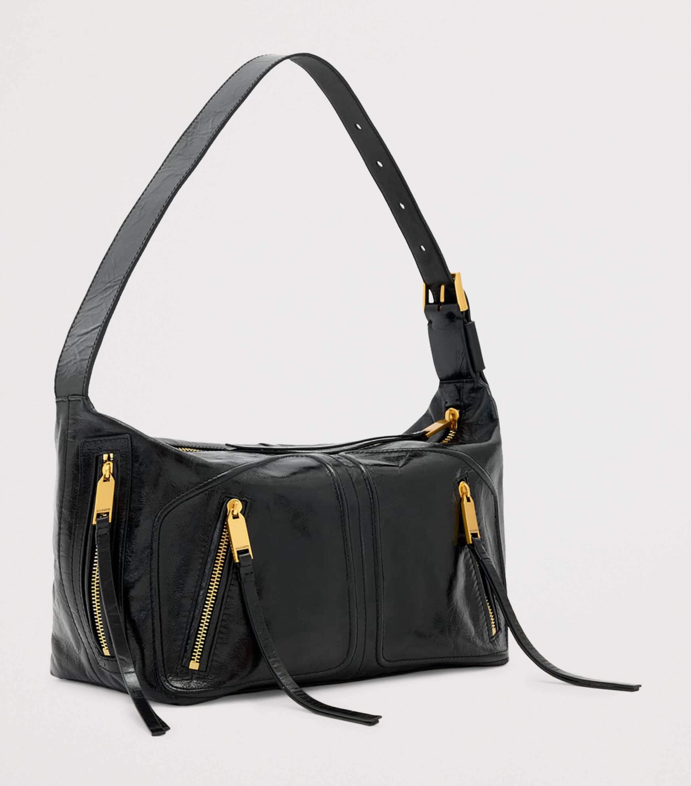 AllSaints Leather Jean Rey Shoulder Bag Black Image 2
