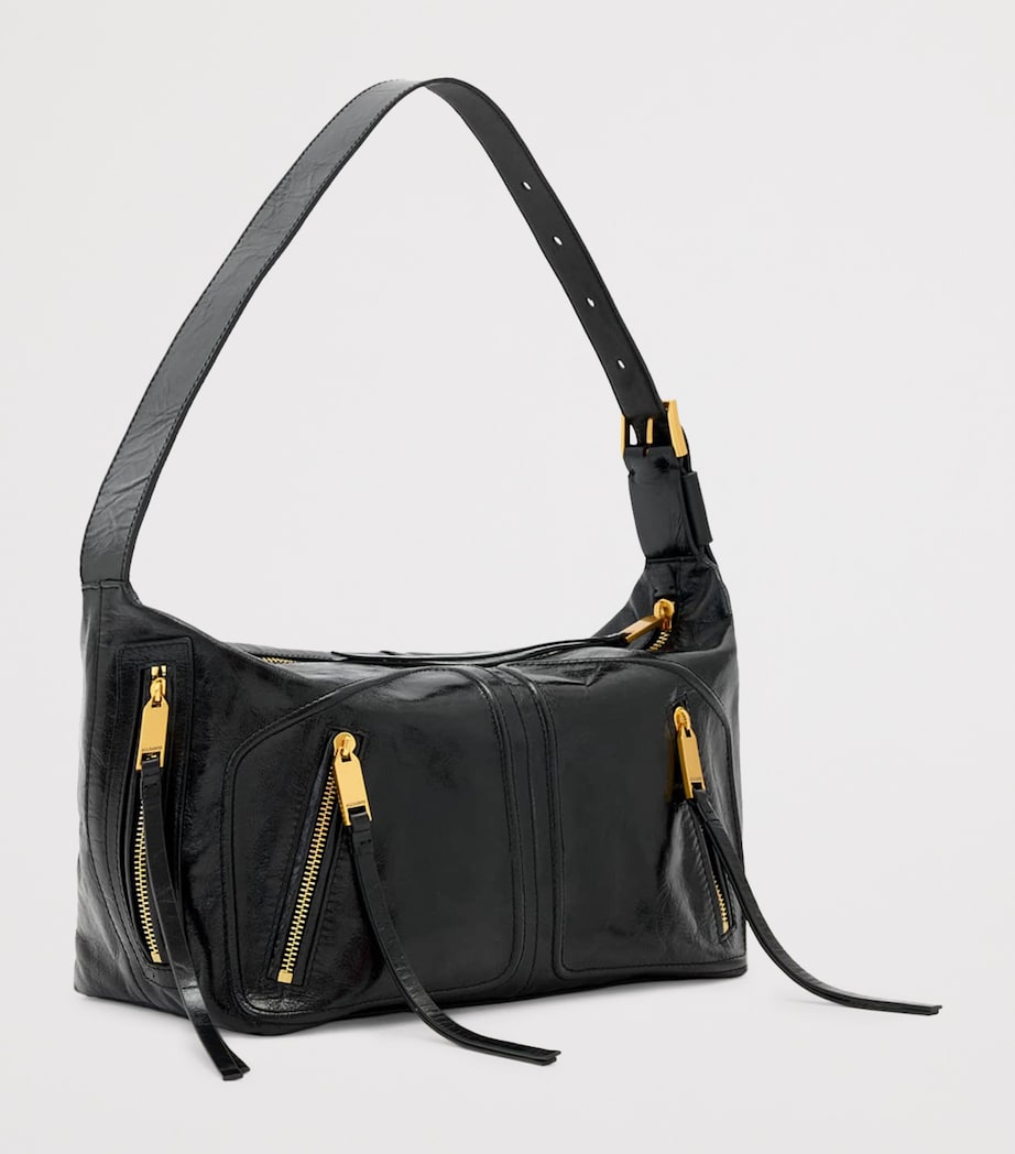 AllSaints Leather Jean Rey Shoulder Bag Black Image 2