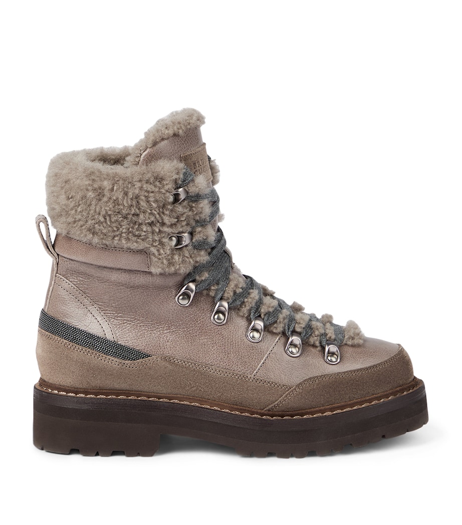 Leather Shearling-Lining Mountain Boots C1099 Image 1