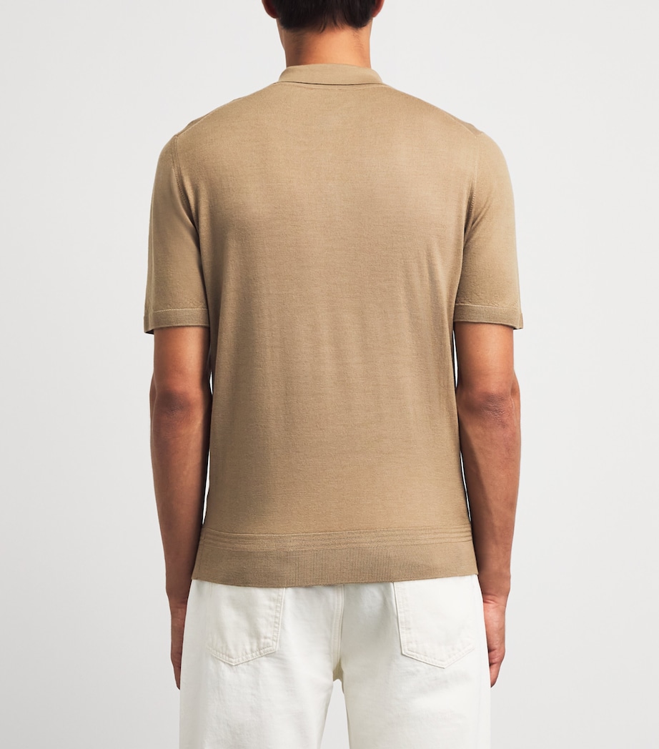 Barena Mens Merino Polo Shirt Camel Image 5