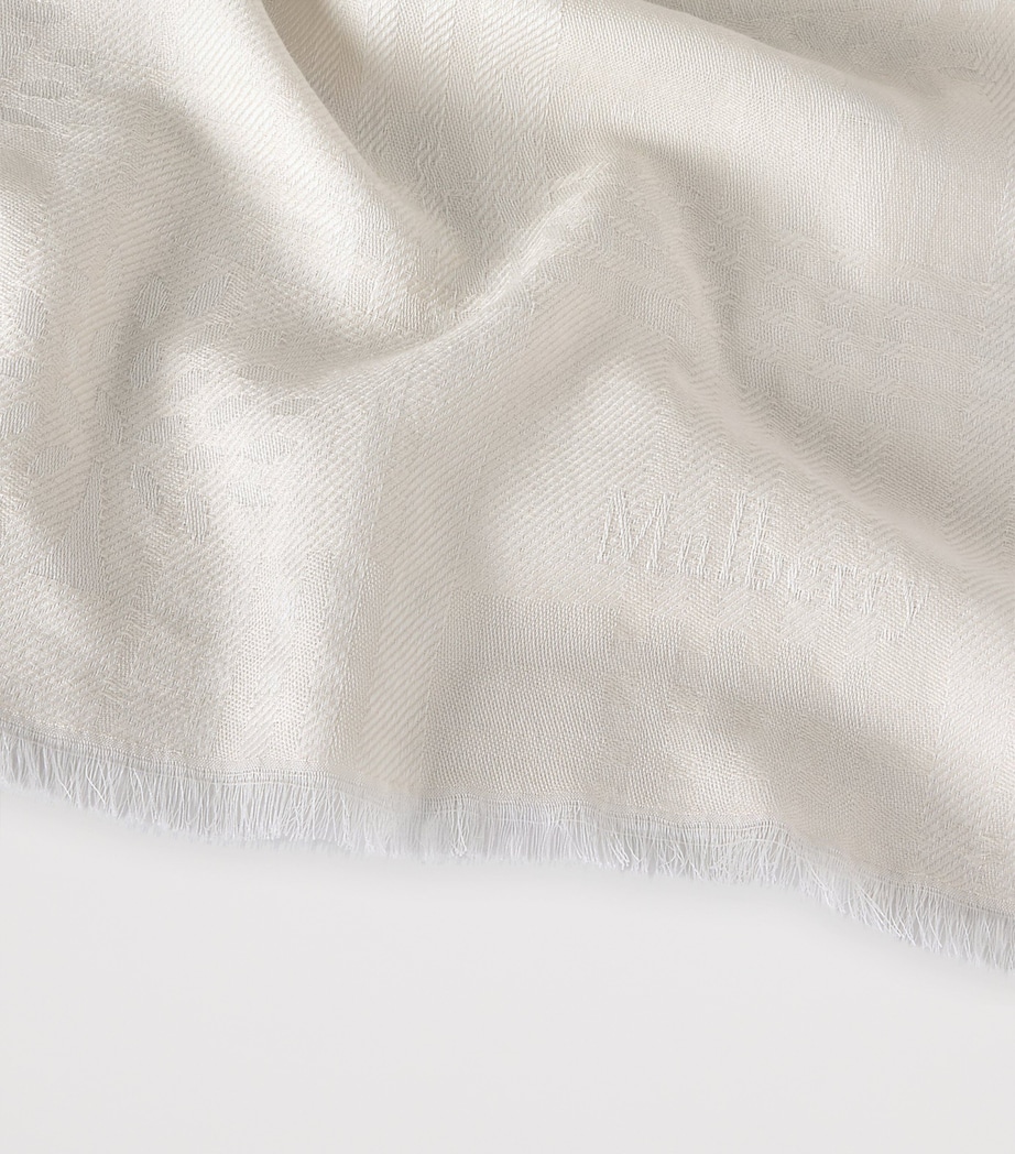 Mulberry Wool-Silk Jacquard Scarf Cream Image 3