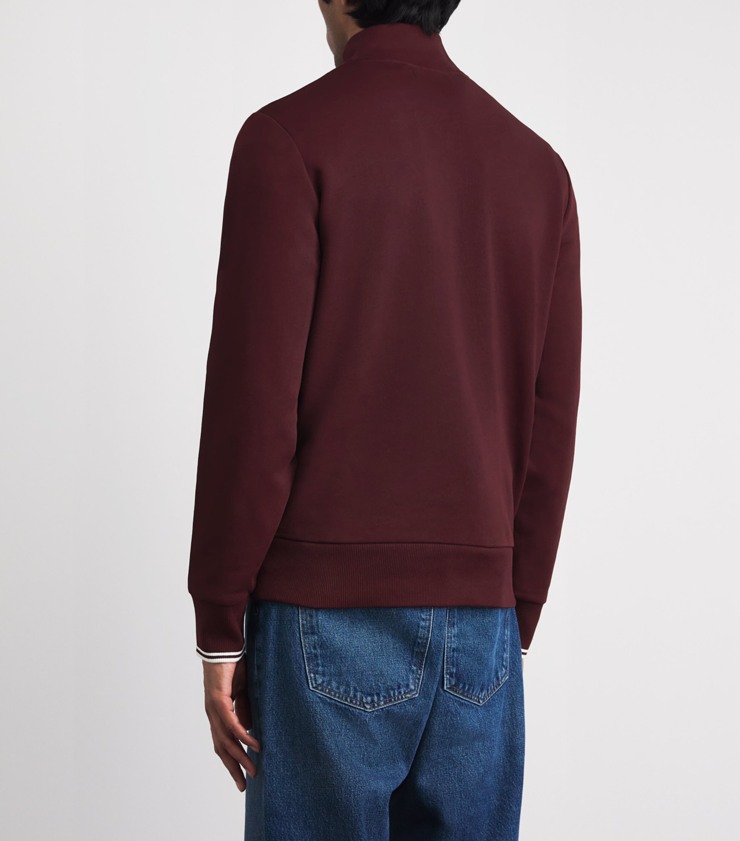 Fred Perry Mens Cotton Half-Zip Sweatshirt Oxblood/ecru Image 5