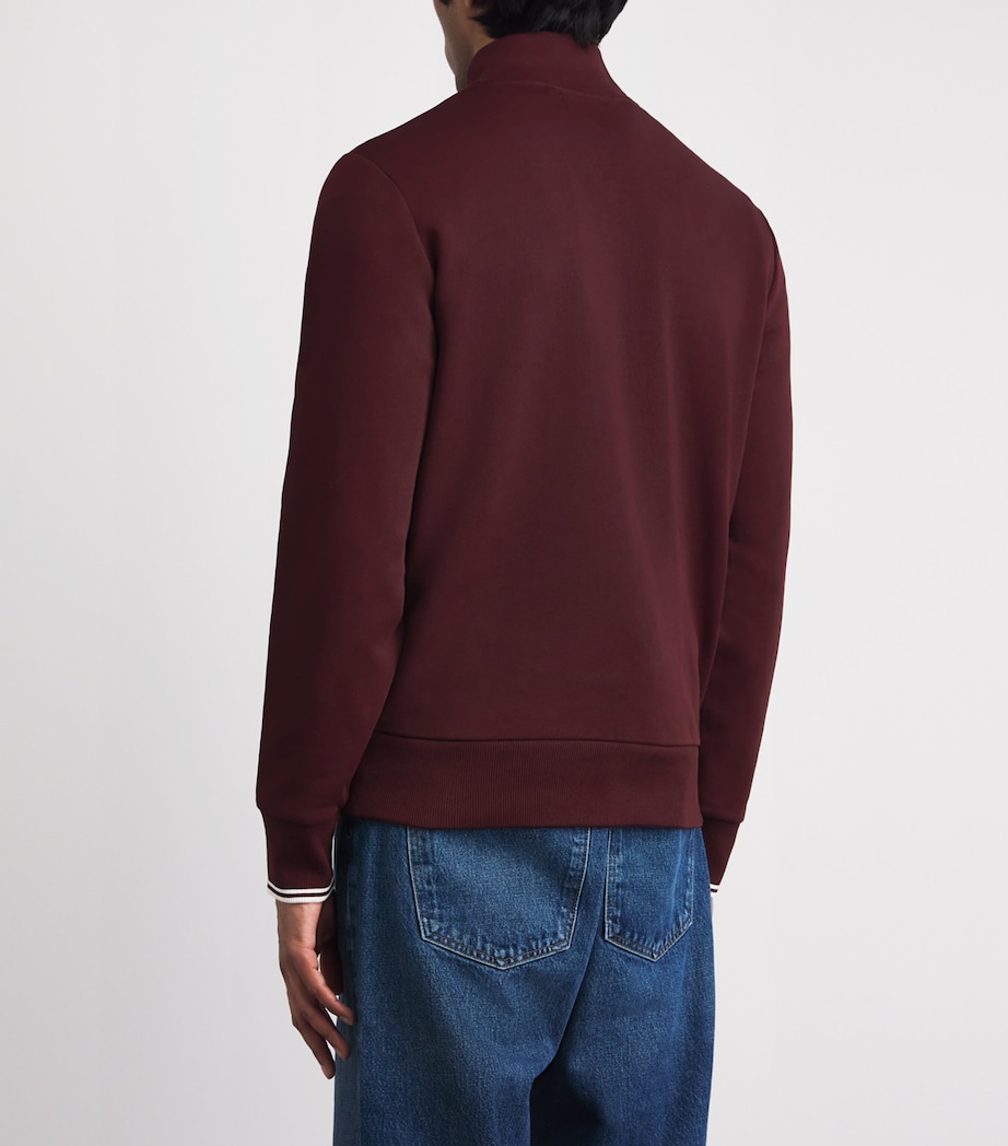 Fred Perry Mens Cotton Half-Zip Sweatshirt Oxblood/ecru Image 5