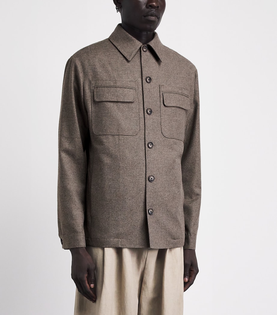 Pal Zileri Mens Twill Overshirt Light Brown Image 4