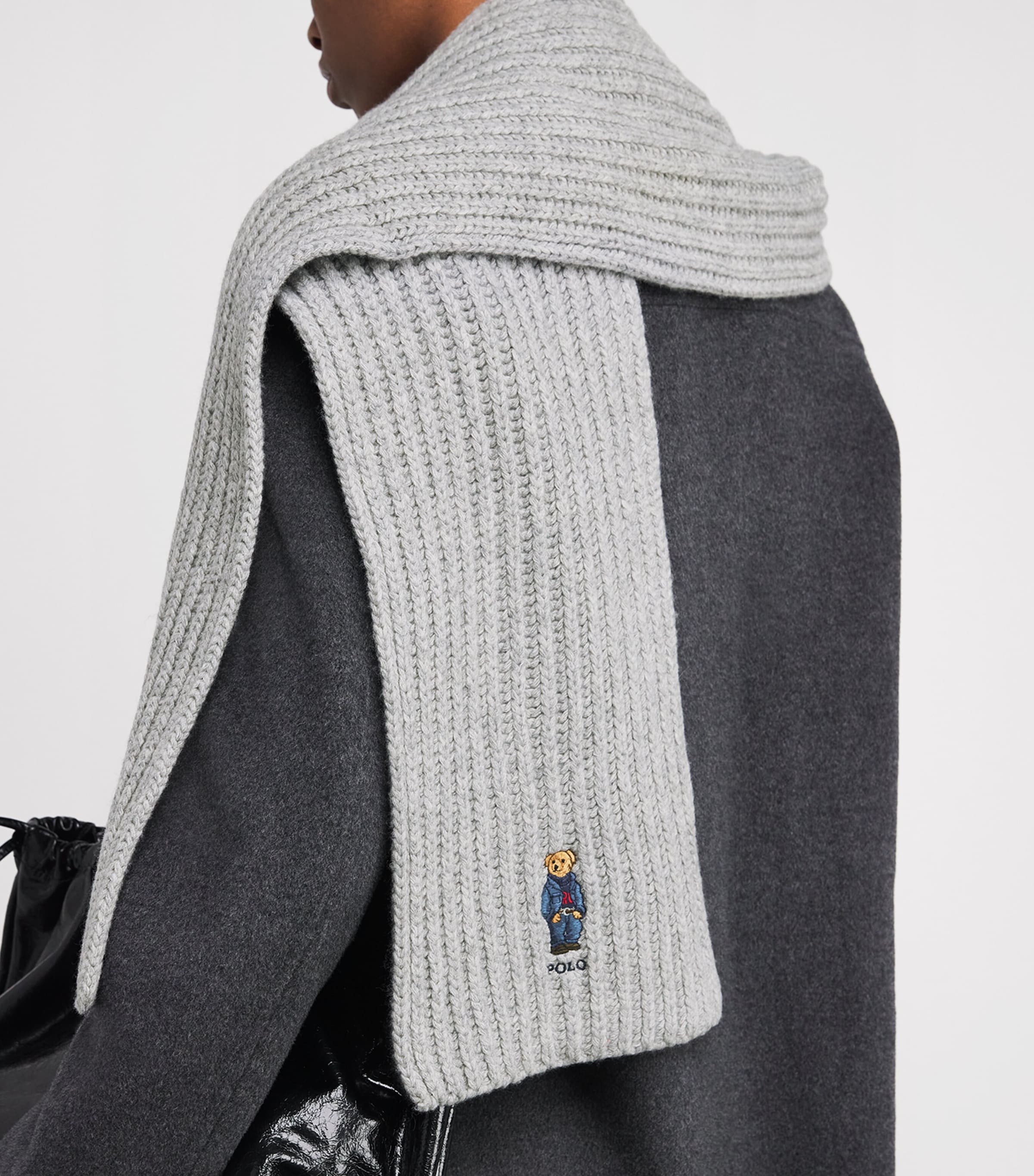 Wool-Blend Polo Bear Scarf GREY Image 2
