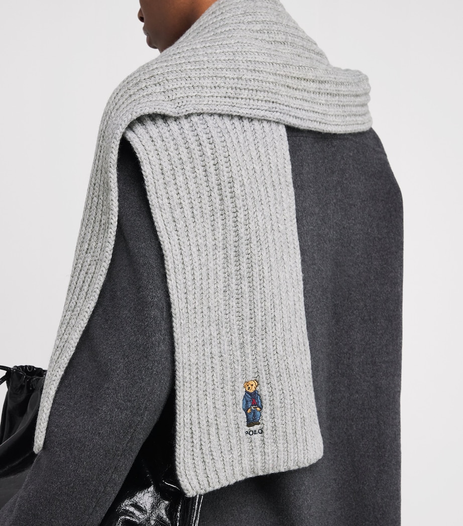 Wool-Blend Polo Bear Scarf GREY Image 2