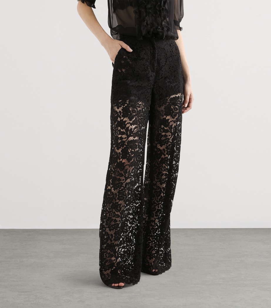 Dolce&Gabbana Womens Lace Wide-Leg Trousers Blac Image 4