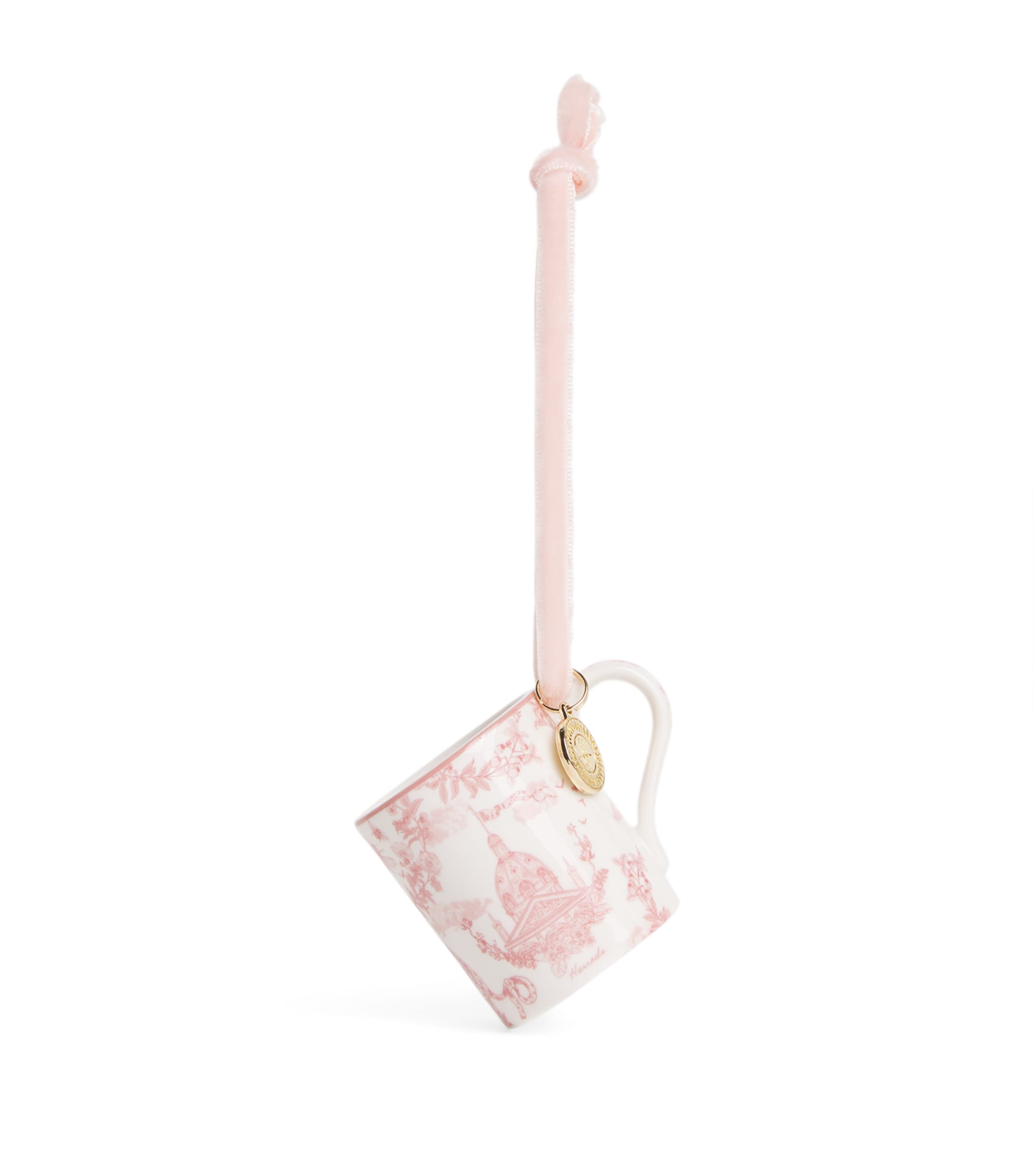 Harrods Fine China Mini Toile Mug Tree Decoration Pink Image 1