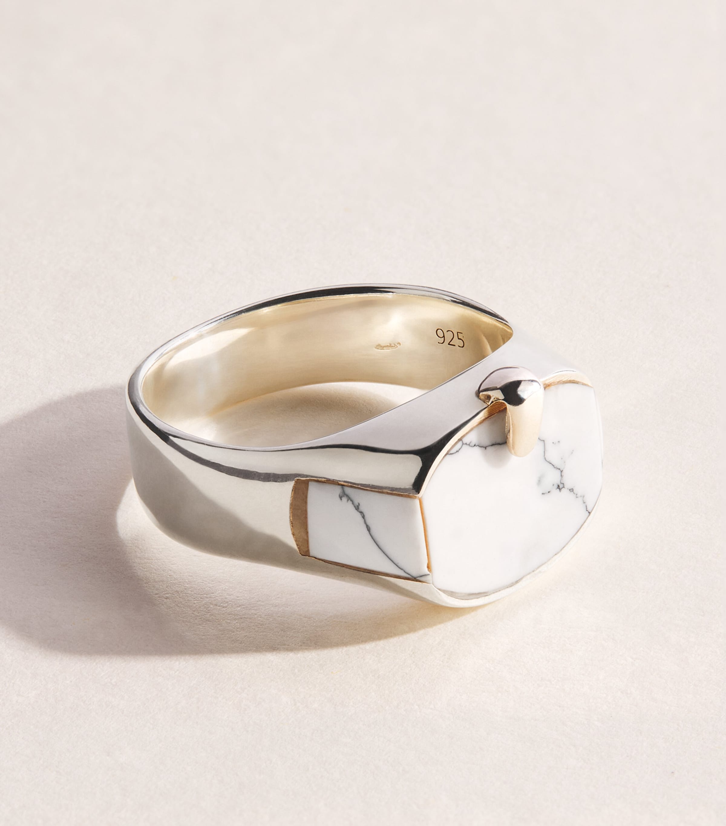 FYR Sterling Silver and Howlite Signet Ring Silver Image 3