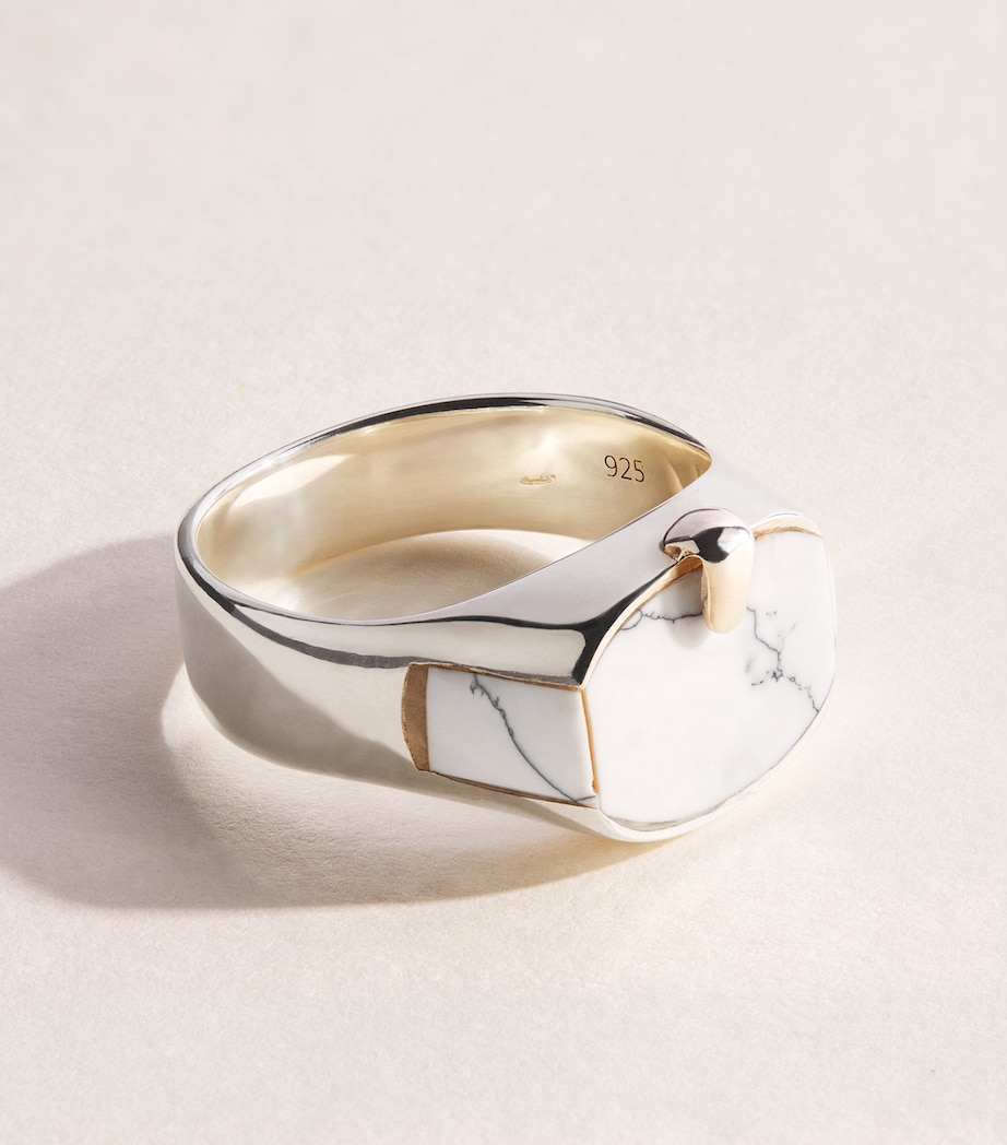 FYR Sterling Silver and Howlite Signet Ring Silver Image 3