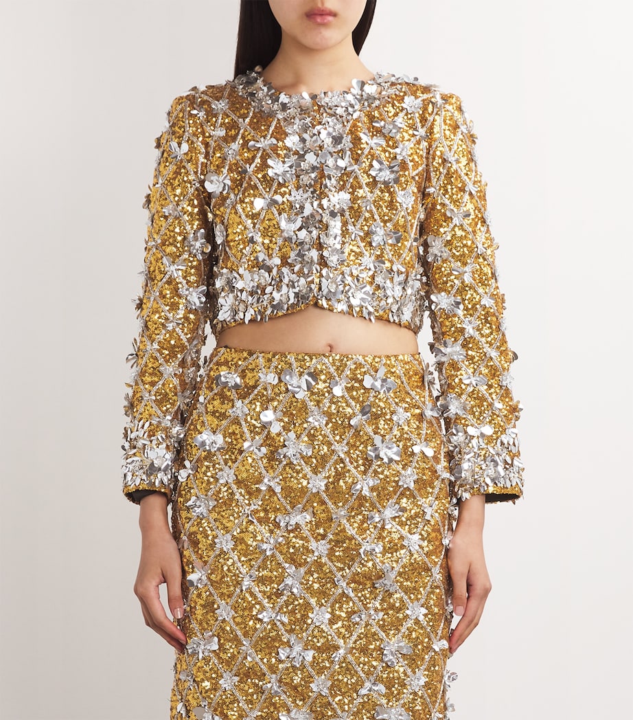 Embroidered Cropped Jacket 903 GOLD MULTI Image 3