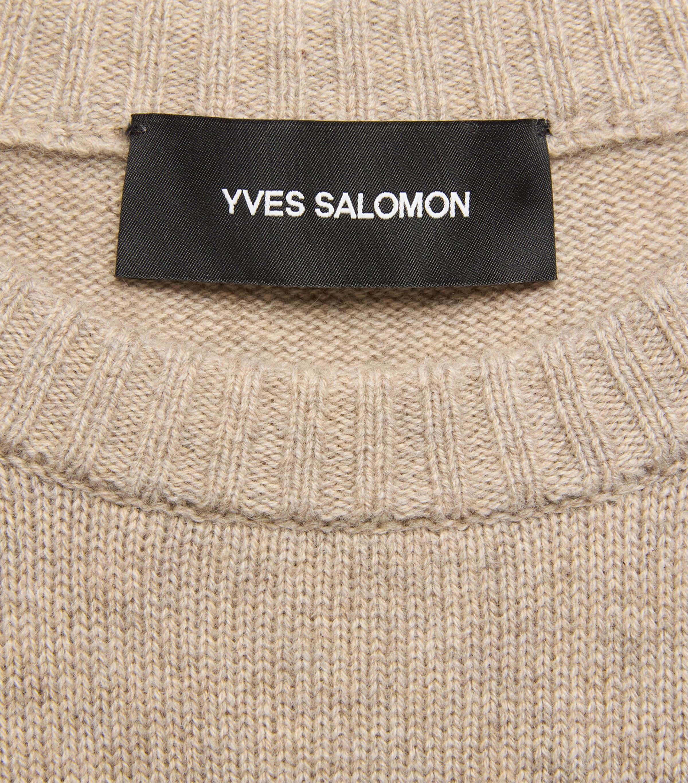 Yves Salomon Mens Wool-Cashmere Crew-Neck Sweater Sandstorm Image 6