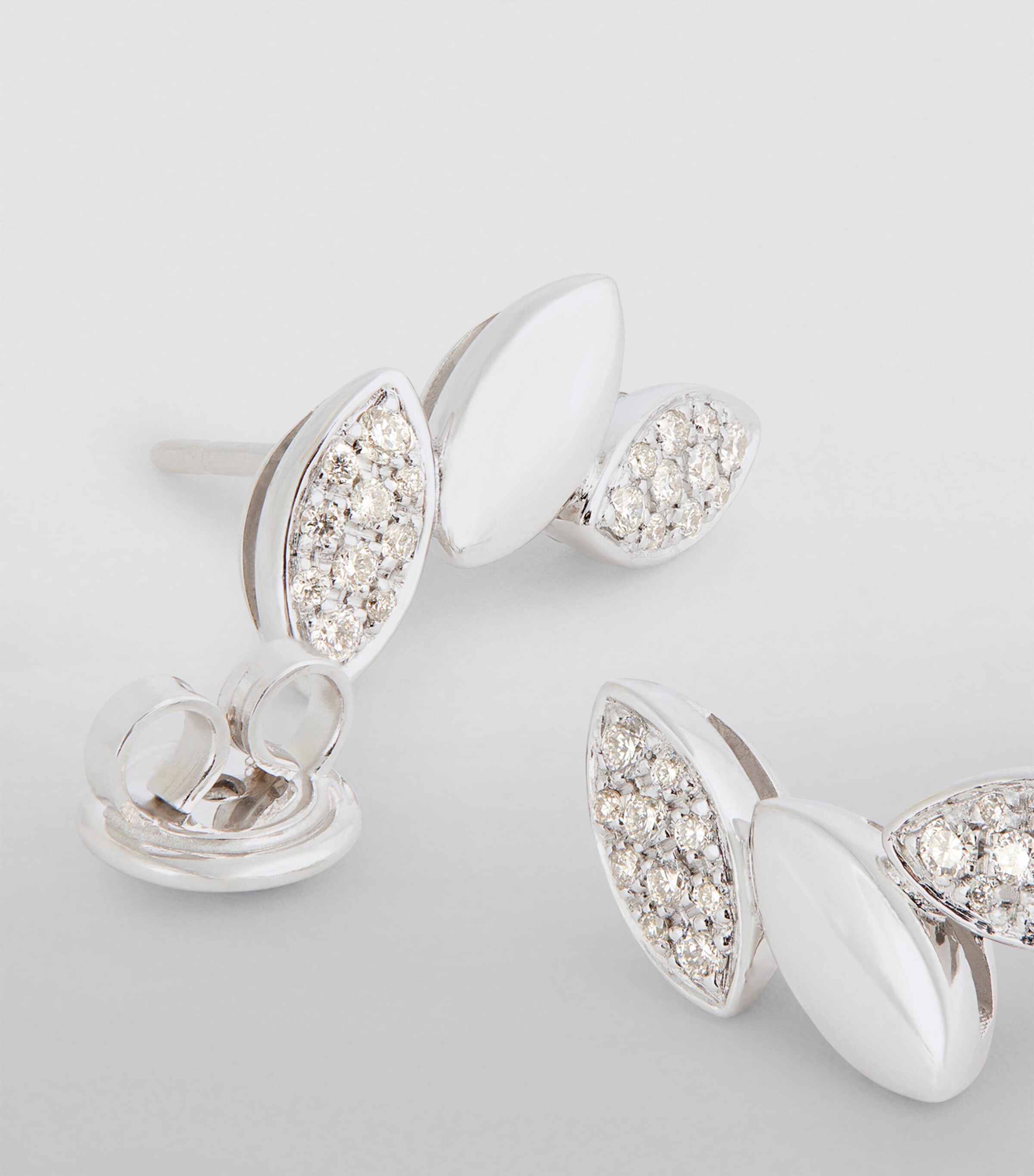 White Gold and Diamond Navette Earrings WHITE GOLD Image 6