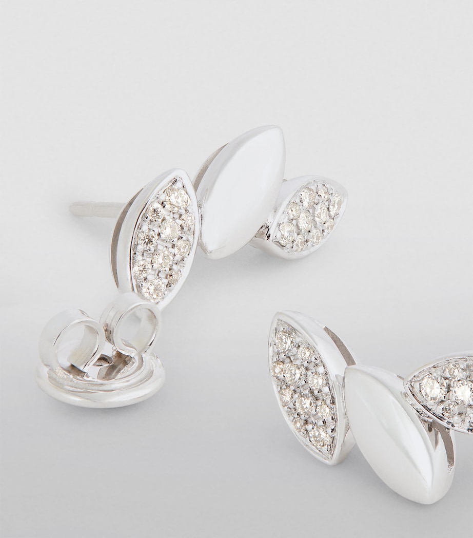 White Gold and Diamond Navette Earrings WHITE GOLD Image 6