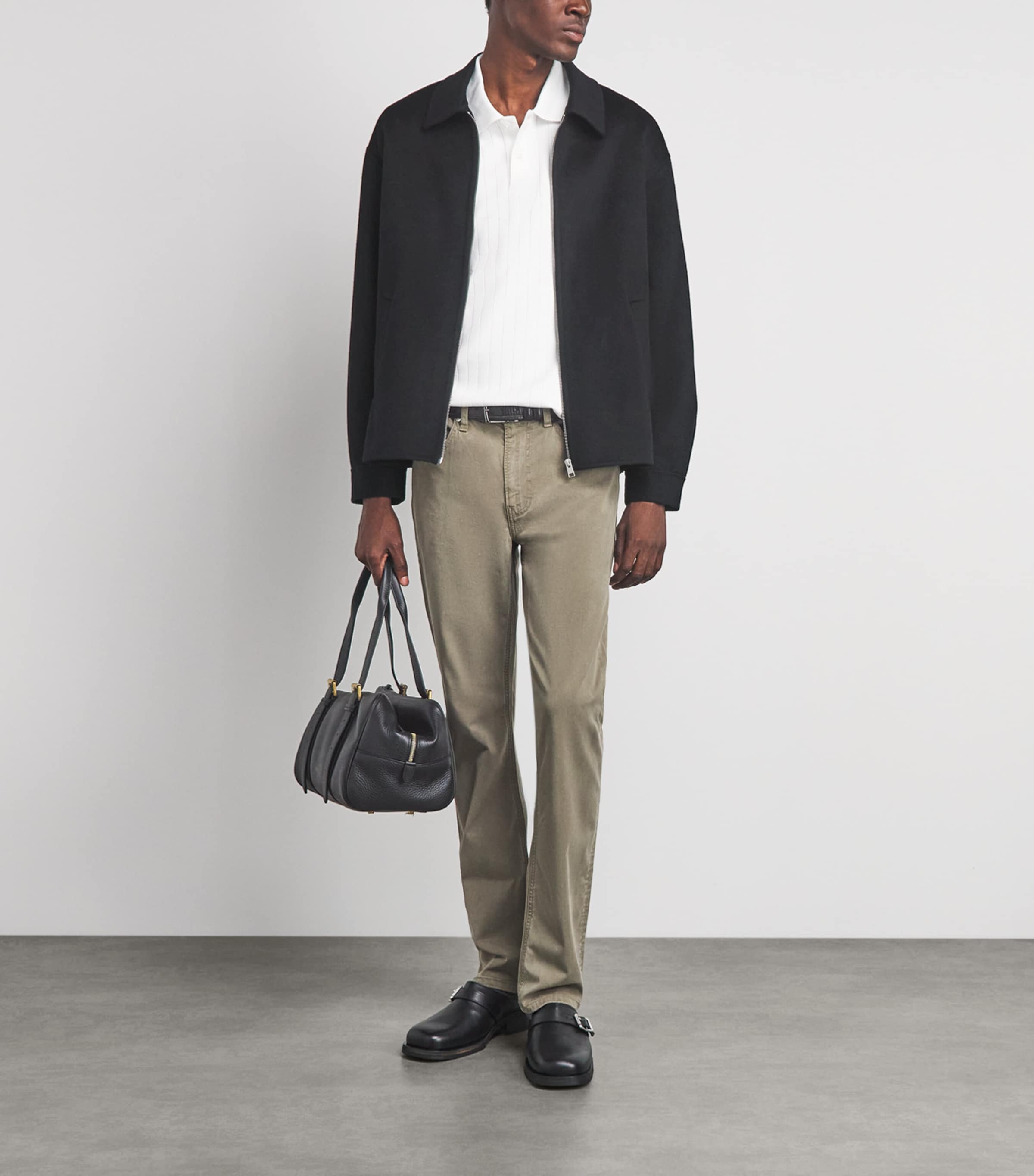 FRAME Mens Double-Face Wool Bomber Jacket Blk Black Image 2