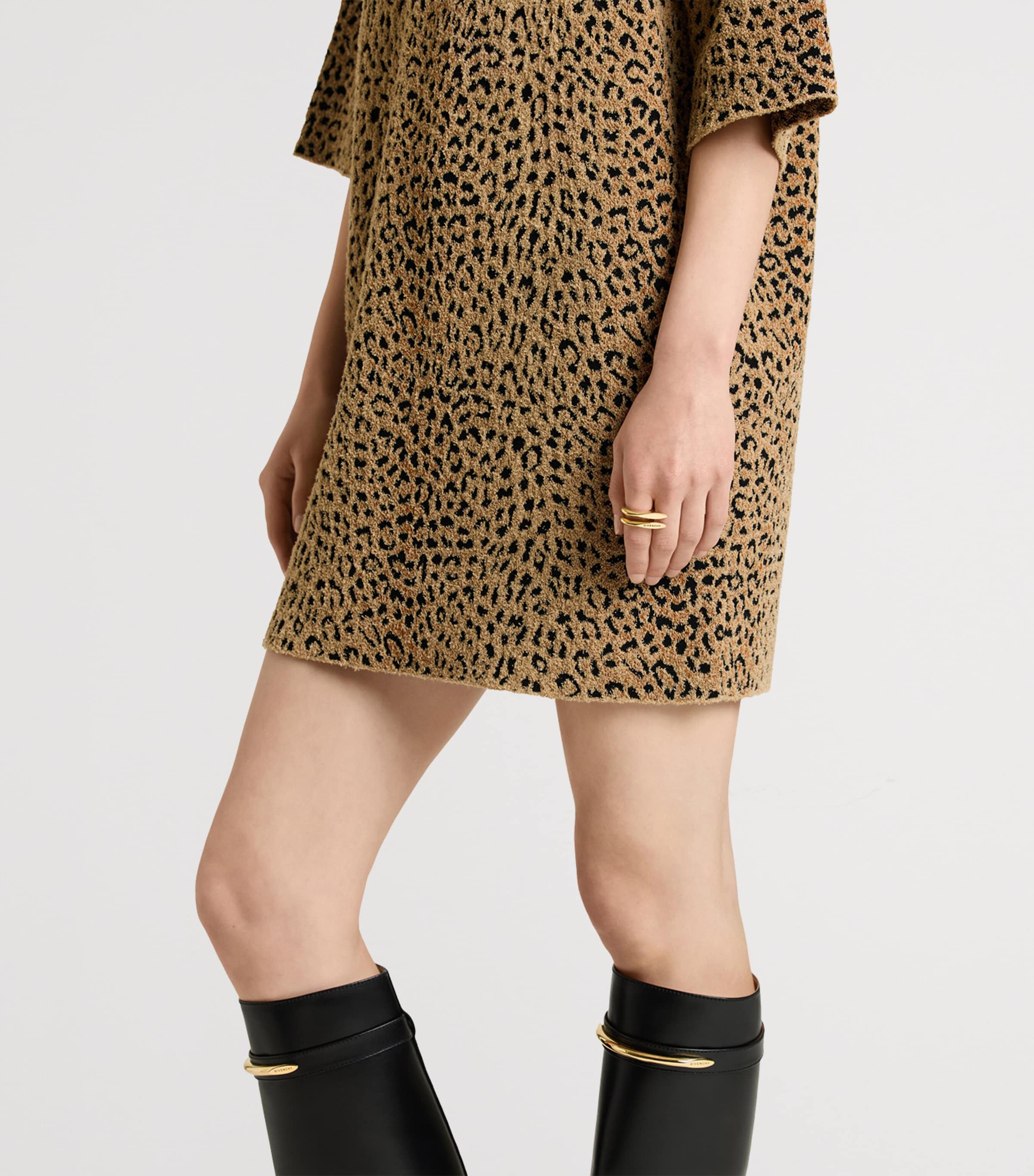 Givenchy Womens Leopard High-Neck Mini Dress Image 5