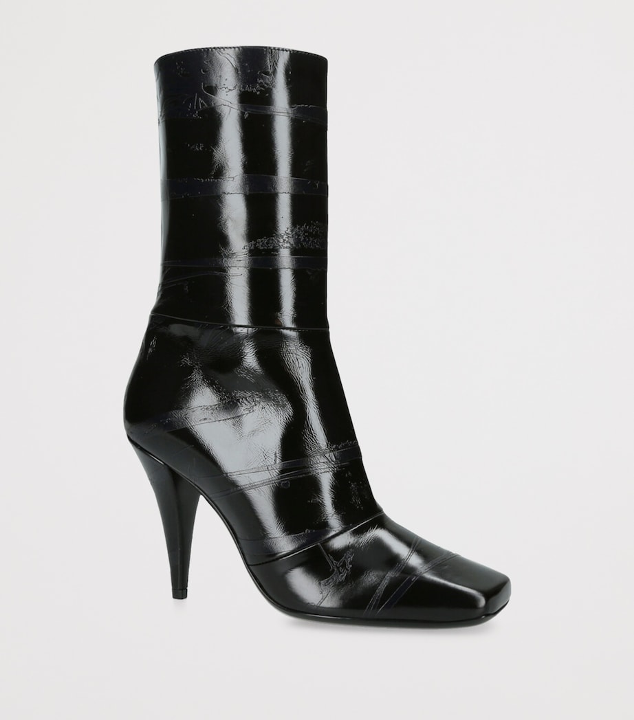 Leather Square-Toe Ankle Boots 95 BLACK Image 3