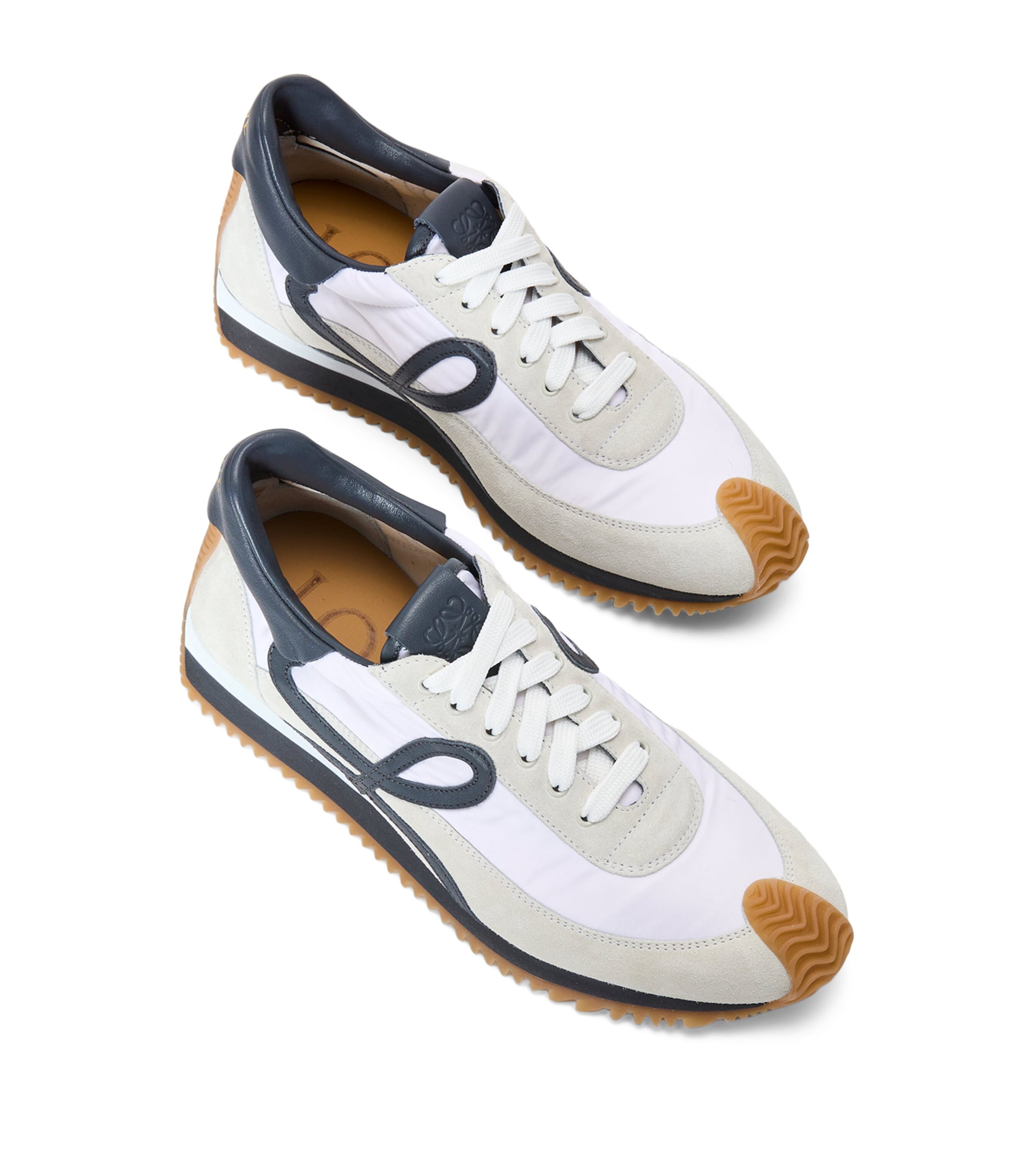 Calfskin-Blend Flow Sneakers BLUE ANTHRACITEWHITE Image 4
