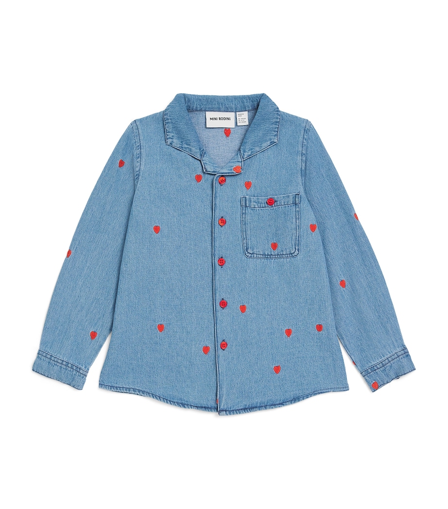 Organic Denim Heart Shirt (3-11 Years) BLUE Image 1