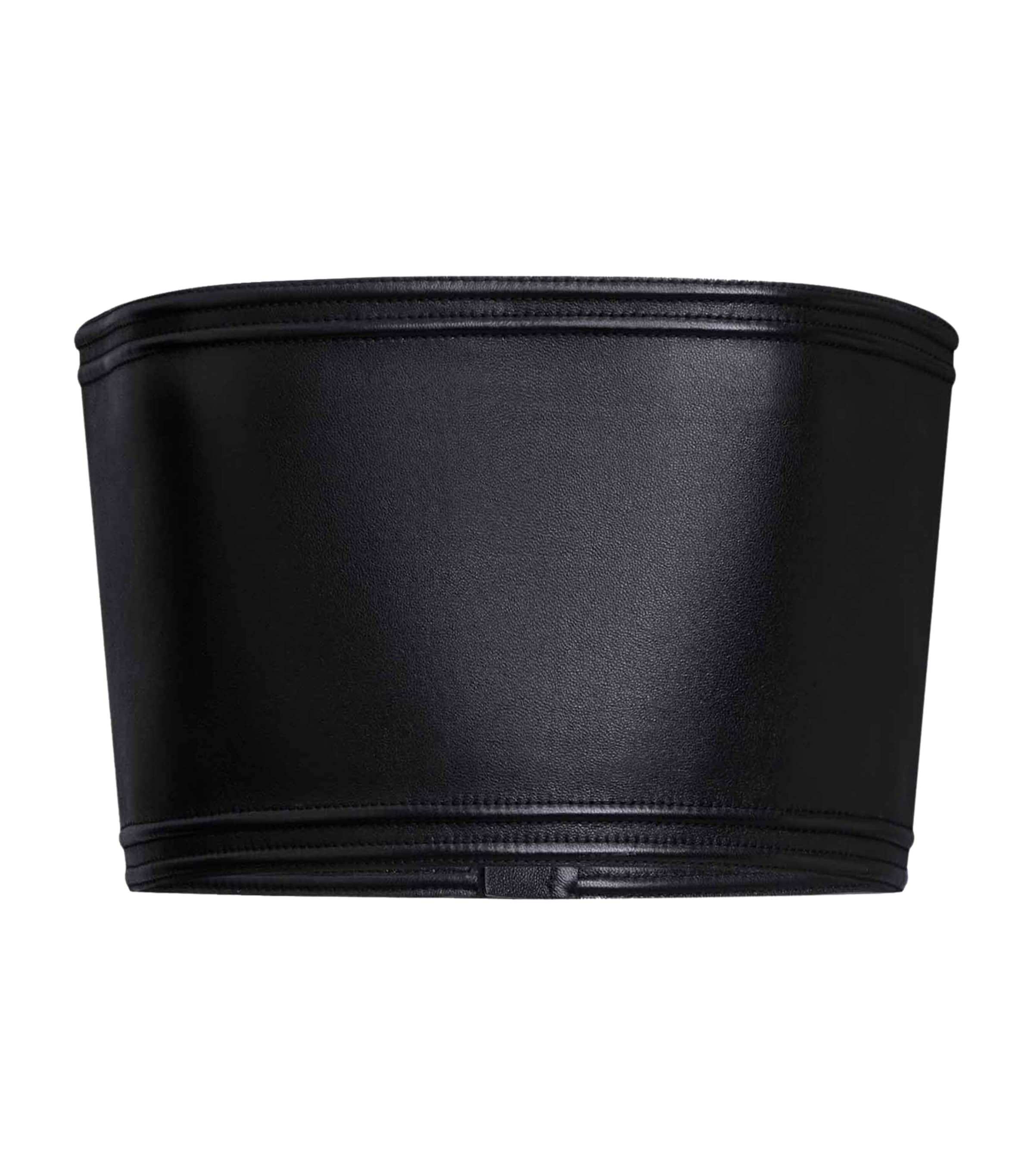 Alaïa Lambskin Leather Bustier Bandeau Top In Black