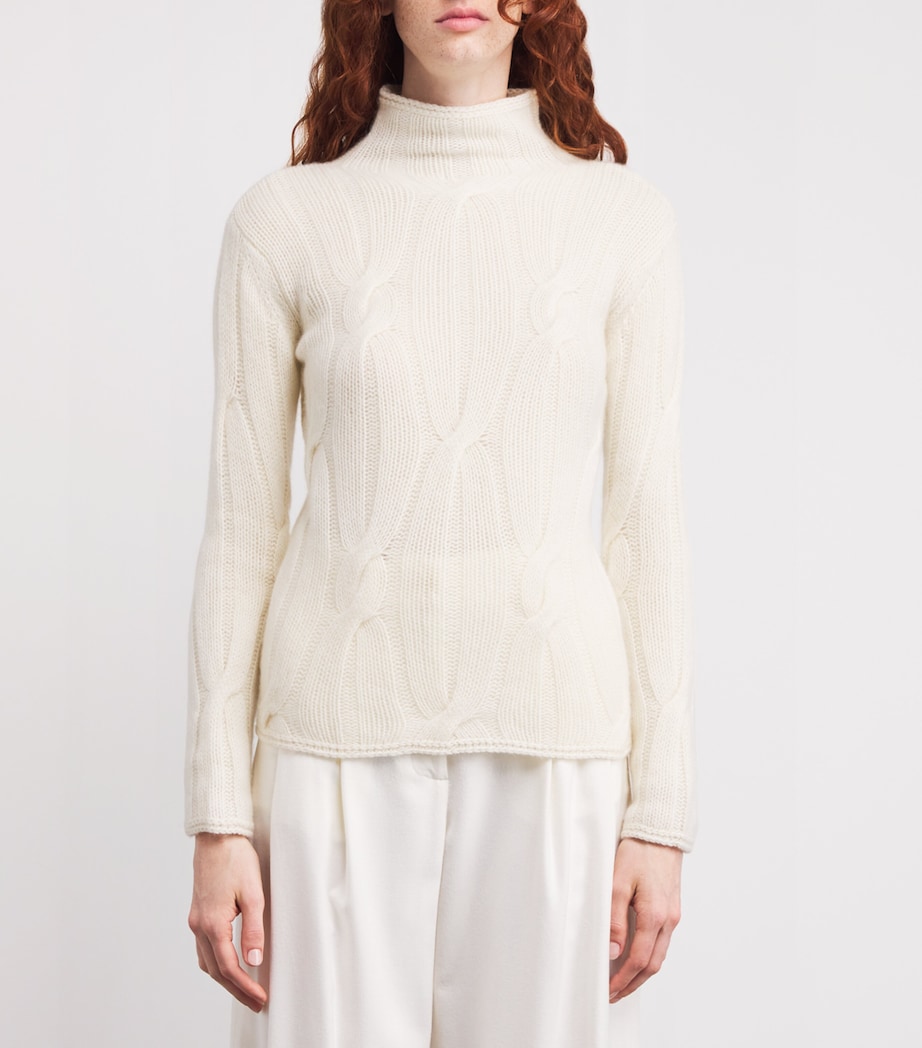 Kid Cashmere Cable-Knit Sweater 0-R WHITE Image 3