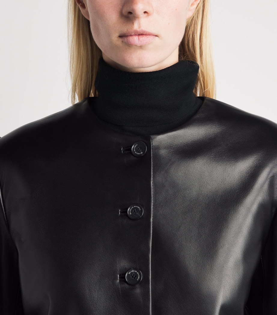 Brandon Maxwell Womens Ryder Leather Jacket Black Image 3