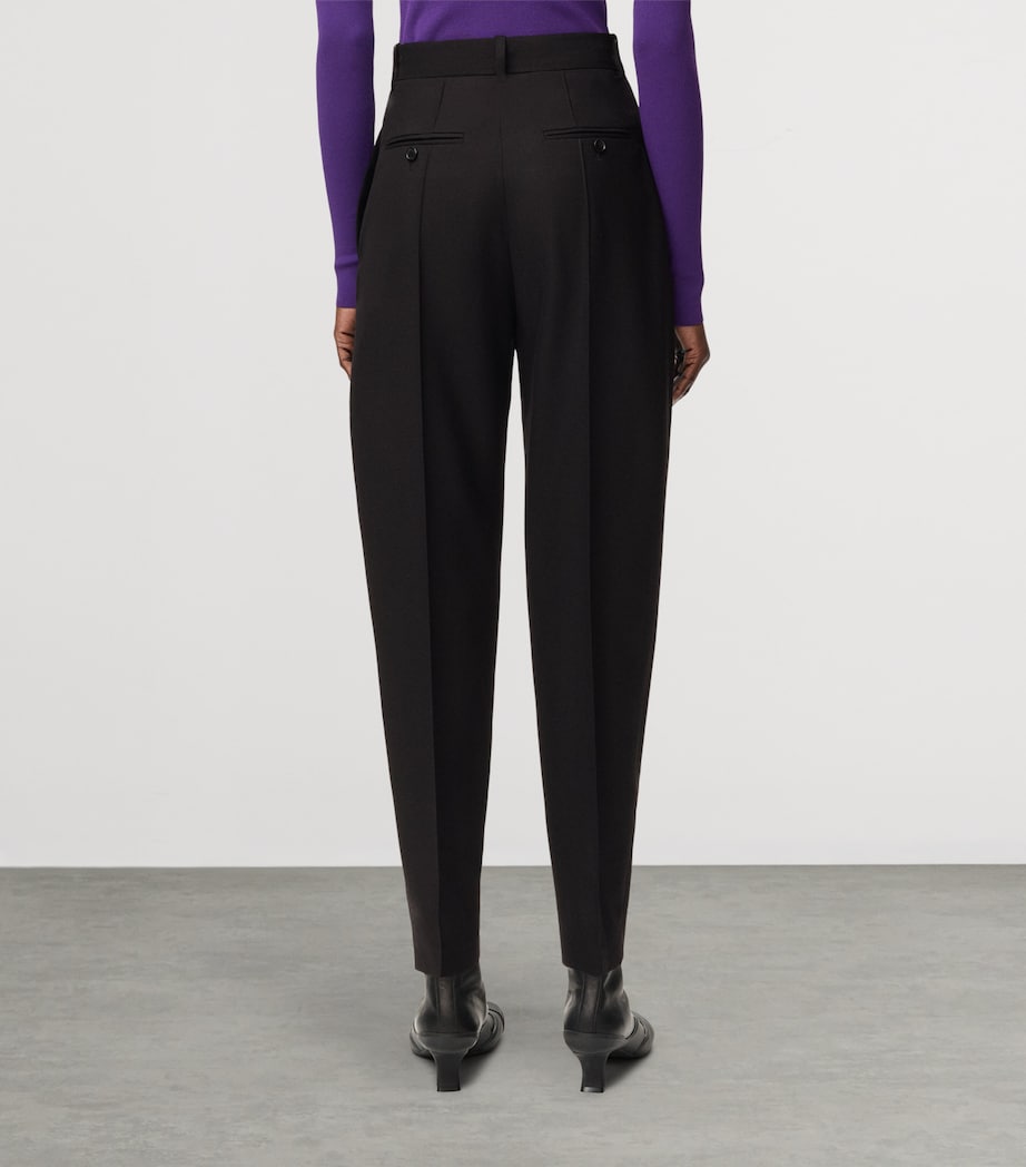 LOEWE Womens Wool-Blend Tapered Trousers Black Image 4
