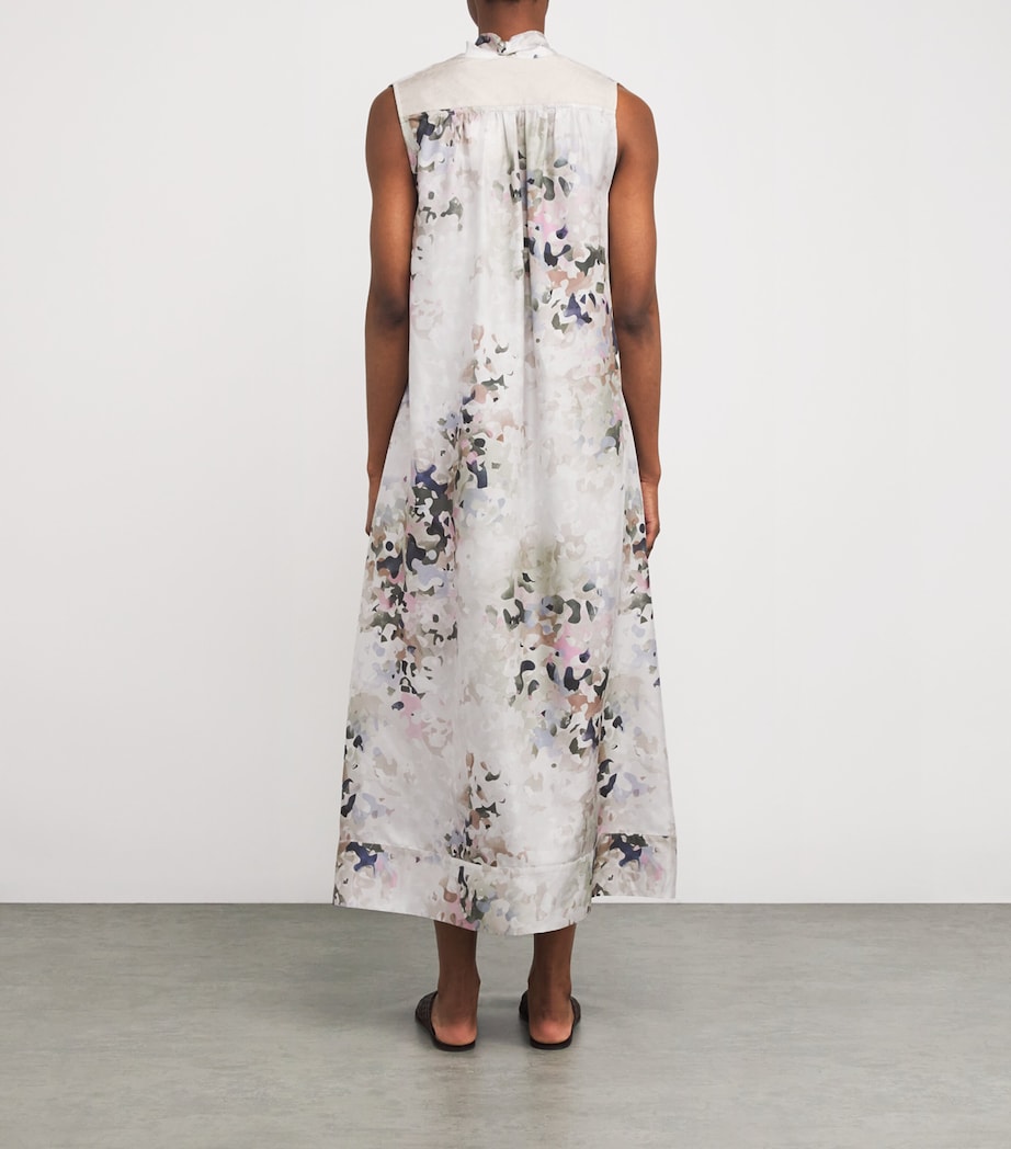 Agnona Womens Silk Patterned Midi Dress Stone Image 3