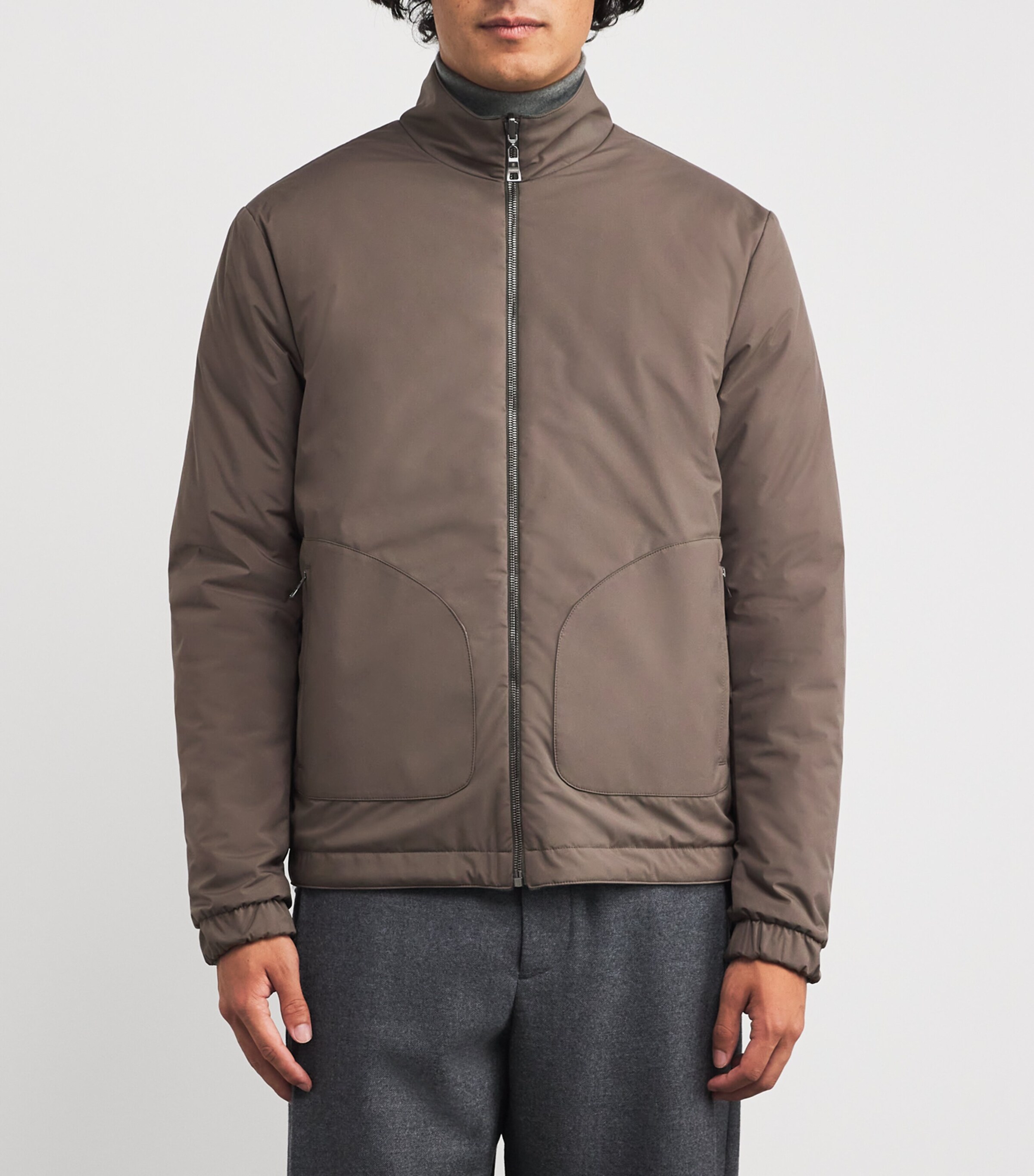 Fioroni Cashmere Mens Reversible Bomber Jacket Green Peruvian Image 3