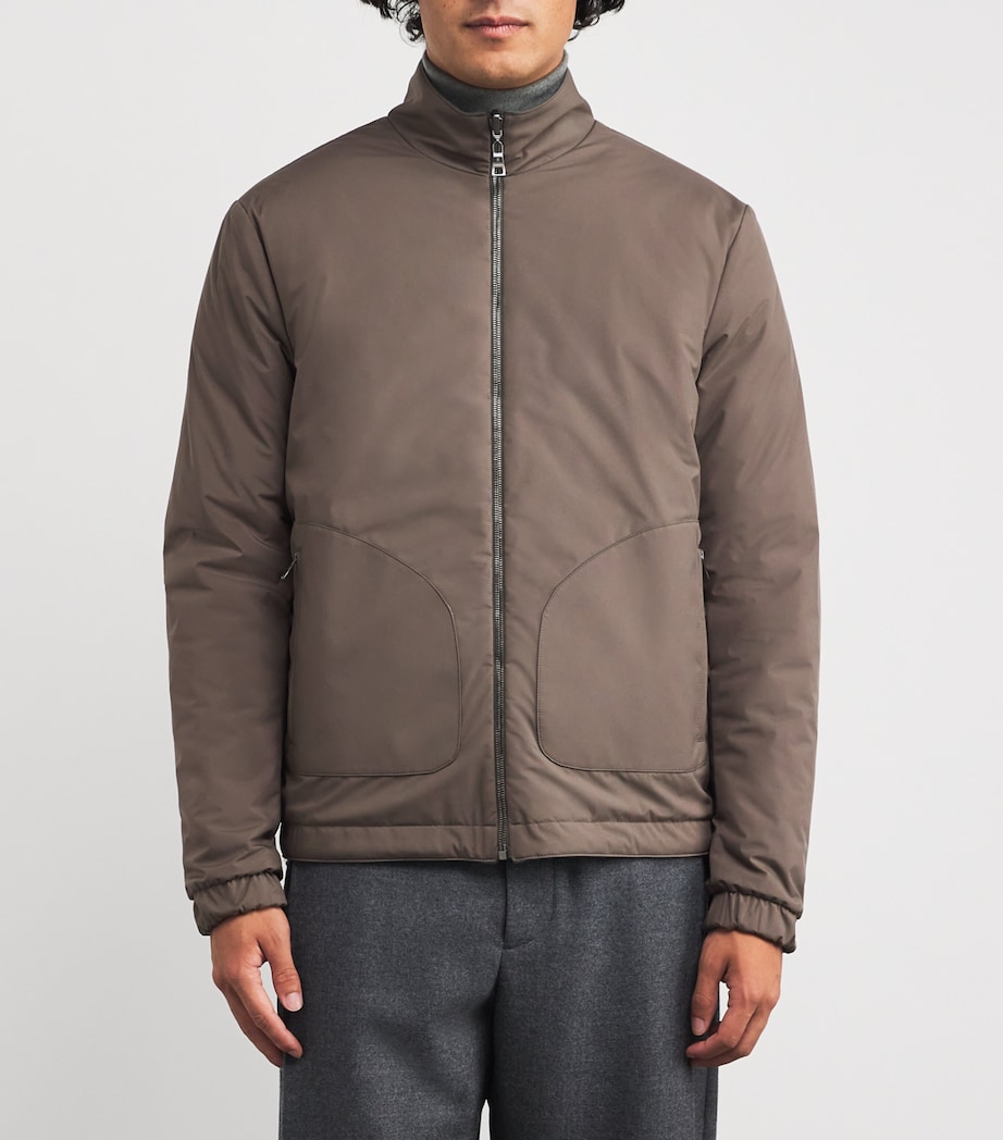 Fioroni Cashmere Mens Reversible Bomber Jacket Green Peruvian Image 3