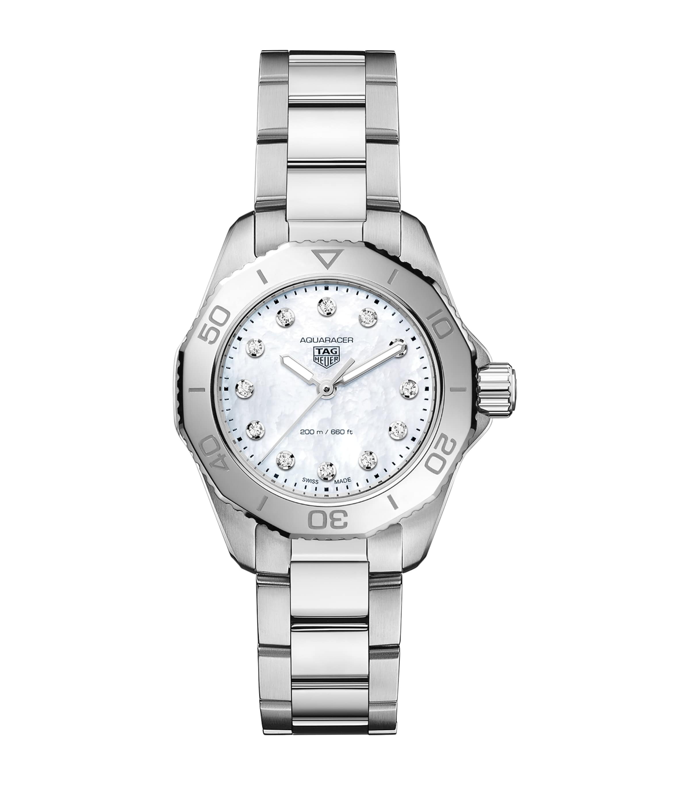 Tag Heuer Stainless Steel, Diamond And Mother-of-pearl Aquaracer Watch In Metallic