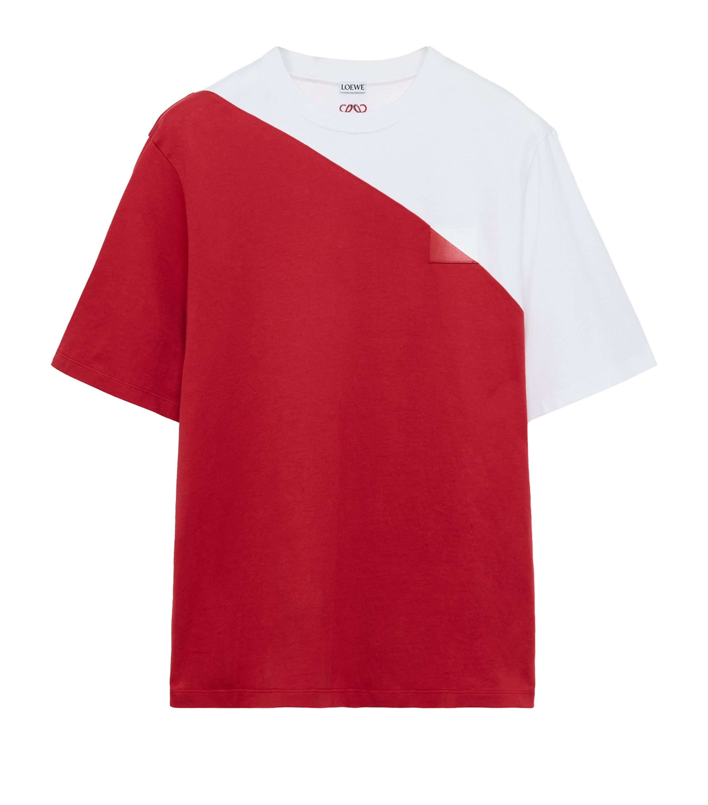 LOEWE Mens Cotton Relaxed T-Shirt White/red Image 1