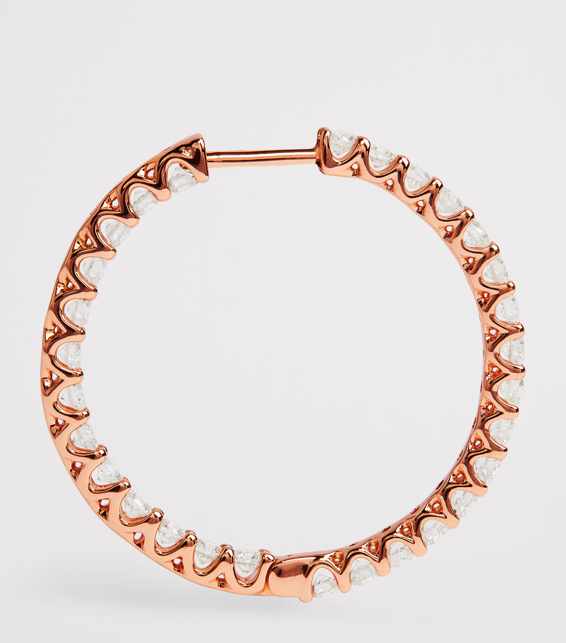 Rose Gold and Diamond Hoop Earrings (2.00ctw) ROSE GOLD Image 3